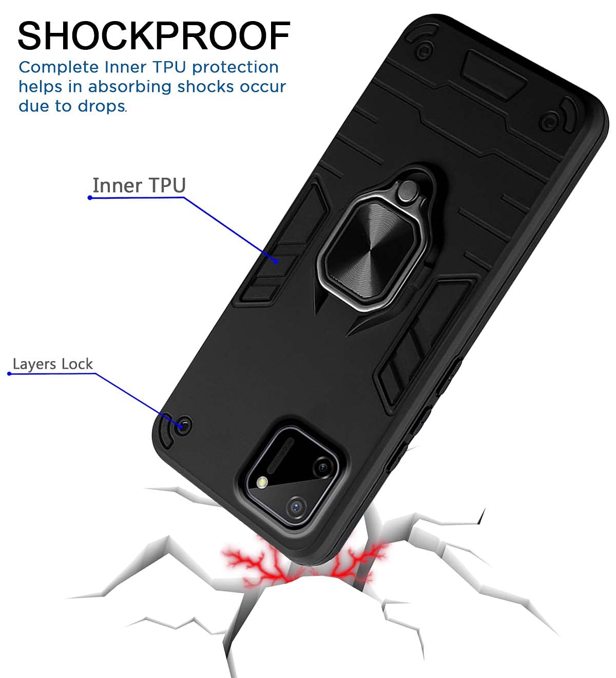 Black D5 Tough Armor phone cover for Poco C3 – Pikkme – photo 4
