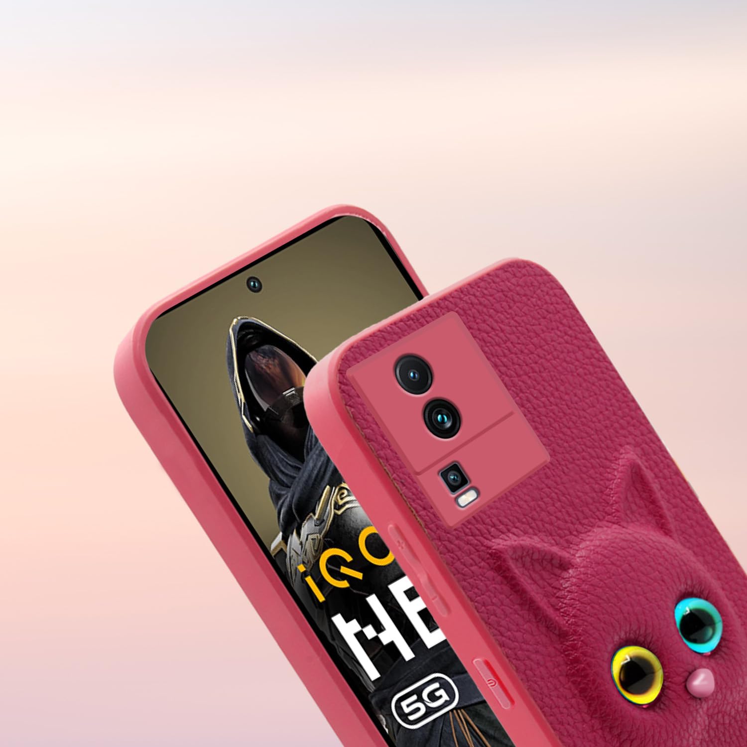 Pikkme iQOO Neo 7 Pro 5G Kitty Back Cover (Pink)