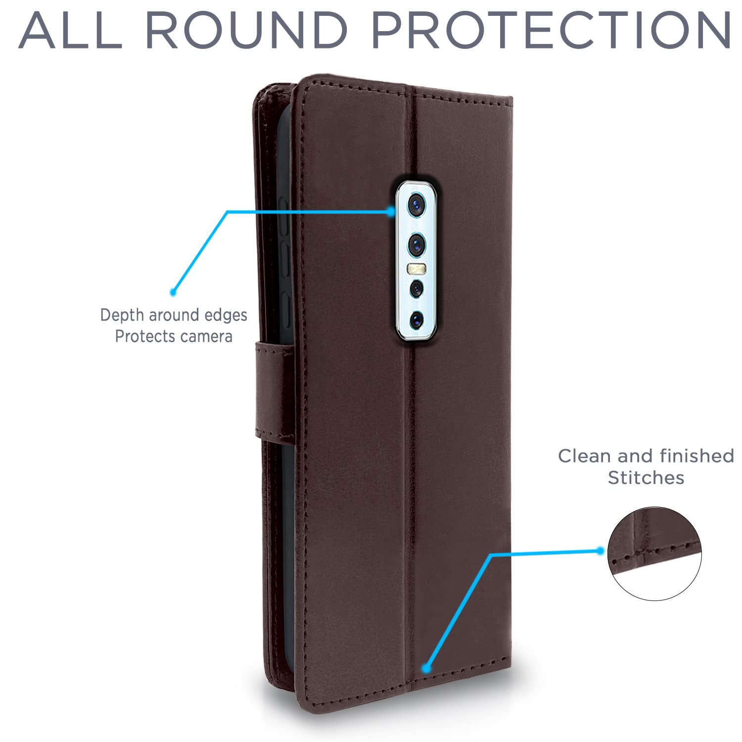 Vivo V17 Pro Wallet mobile flip cover in coffee by Pikkme – photo 4