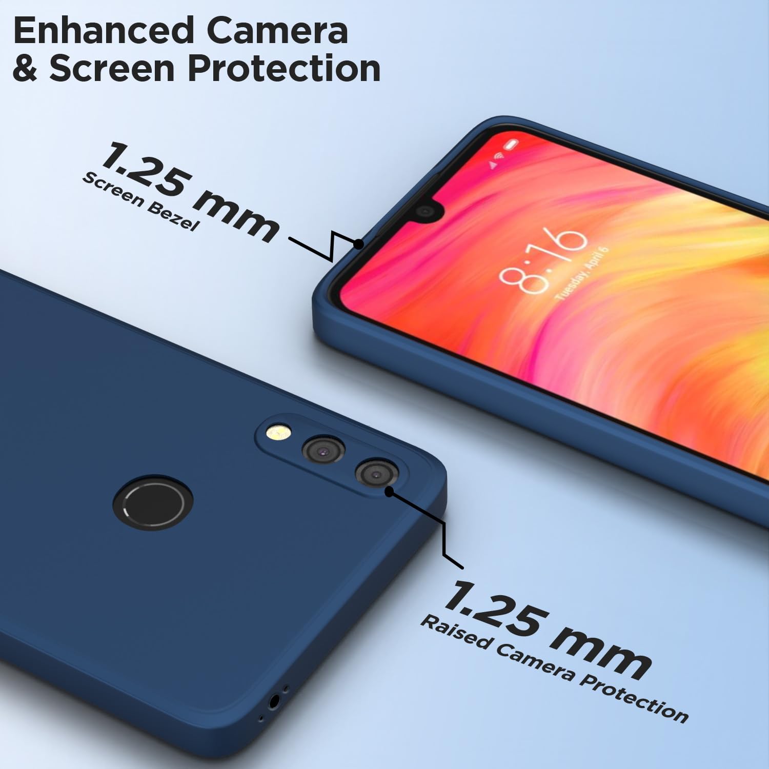 Pikkme Redmi Note 7 Pro Liquid Silicone Back Cover (Blue)