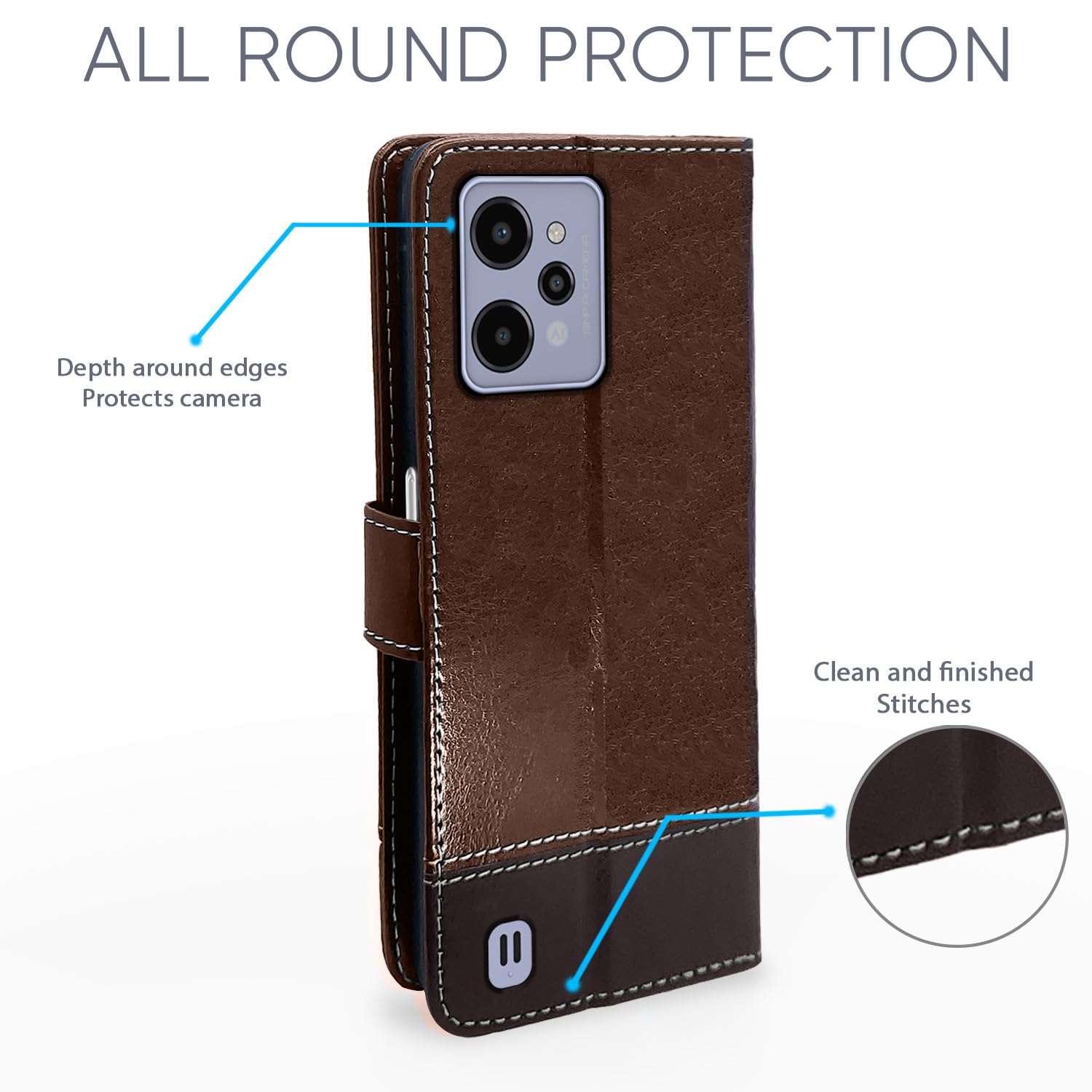 Brown & coffee Magnetic wallet flip cover for Realme C31 – Pikkme – photo 2