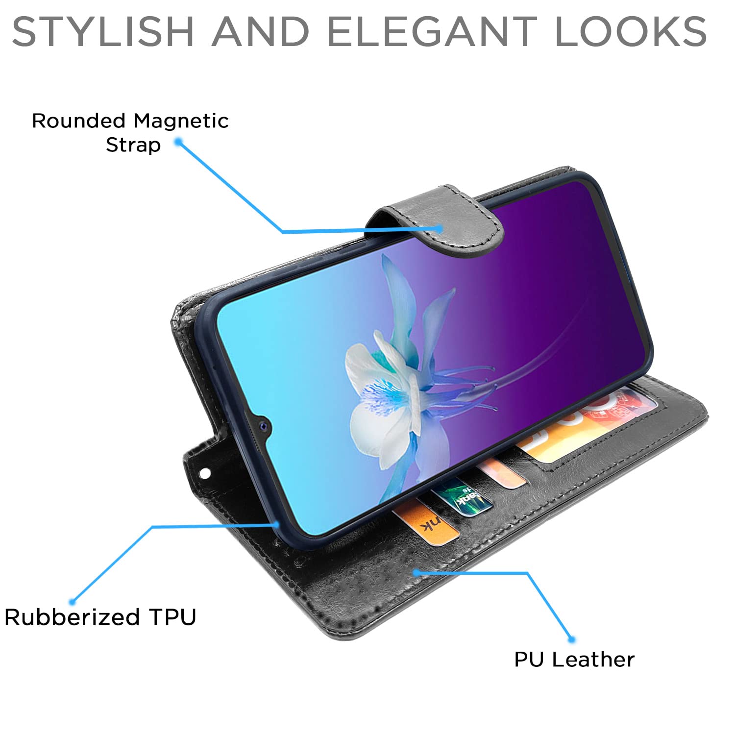 Pikkme black Wallet wallet flip cover for Vivo V20 – photo 5