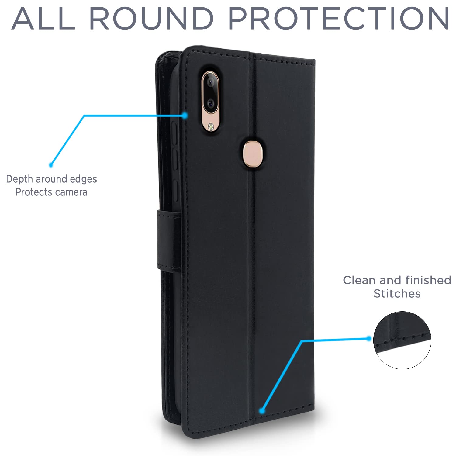 Pikkme Vivo V9 / V9 Pro / V9 Youth Vintage Flip Cover | Black