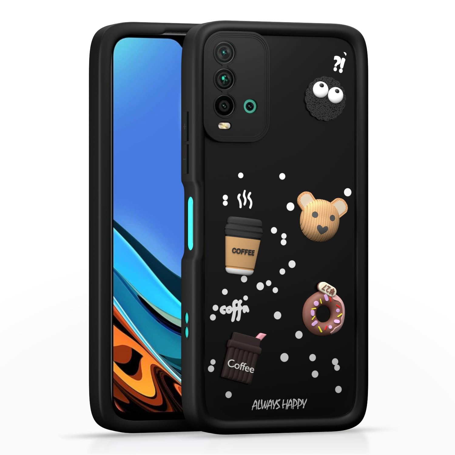 Pikkme redmi9power Cute Fun Cartoon 3D Bear Silicone Back Cover - Black