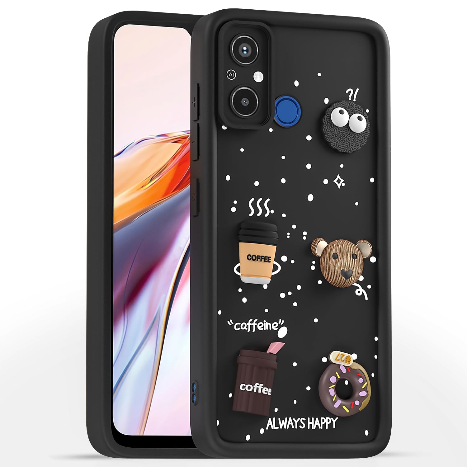 Pikkme Redmi 12C 4G/3D Silicone black mobile back cover