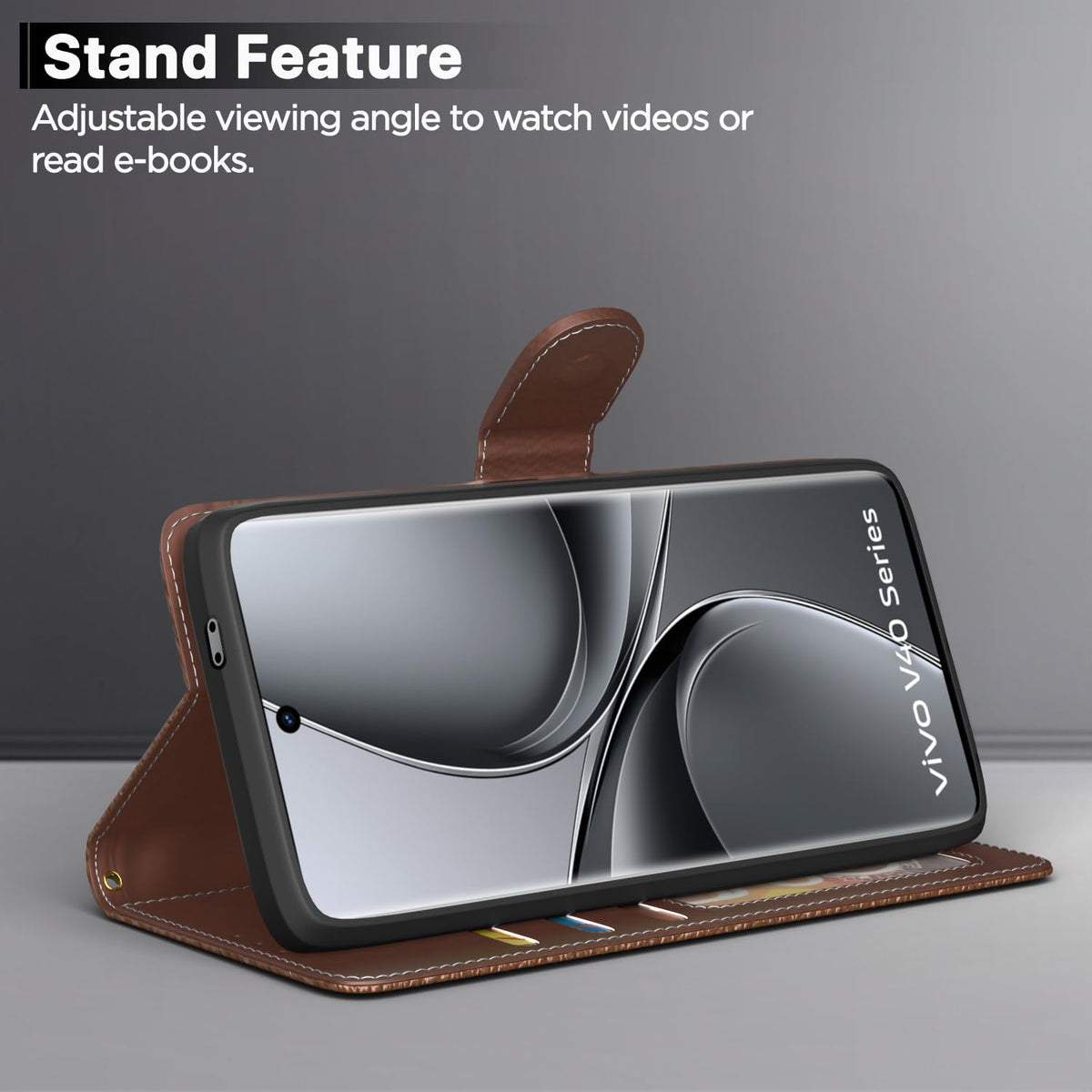 Pikkme tan flip case for Vivo V40/V40 Pro/T3 Ultra 5G – photo 3