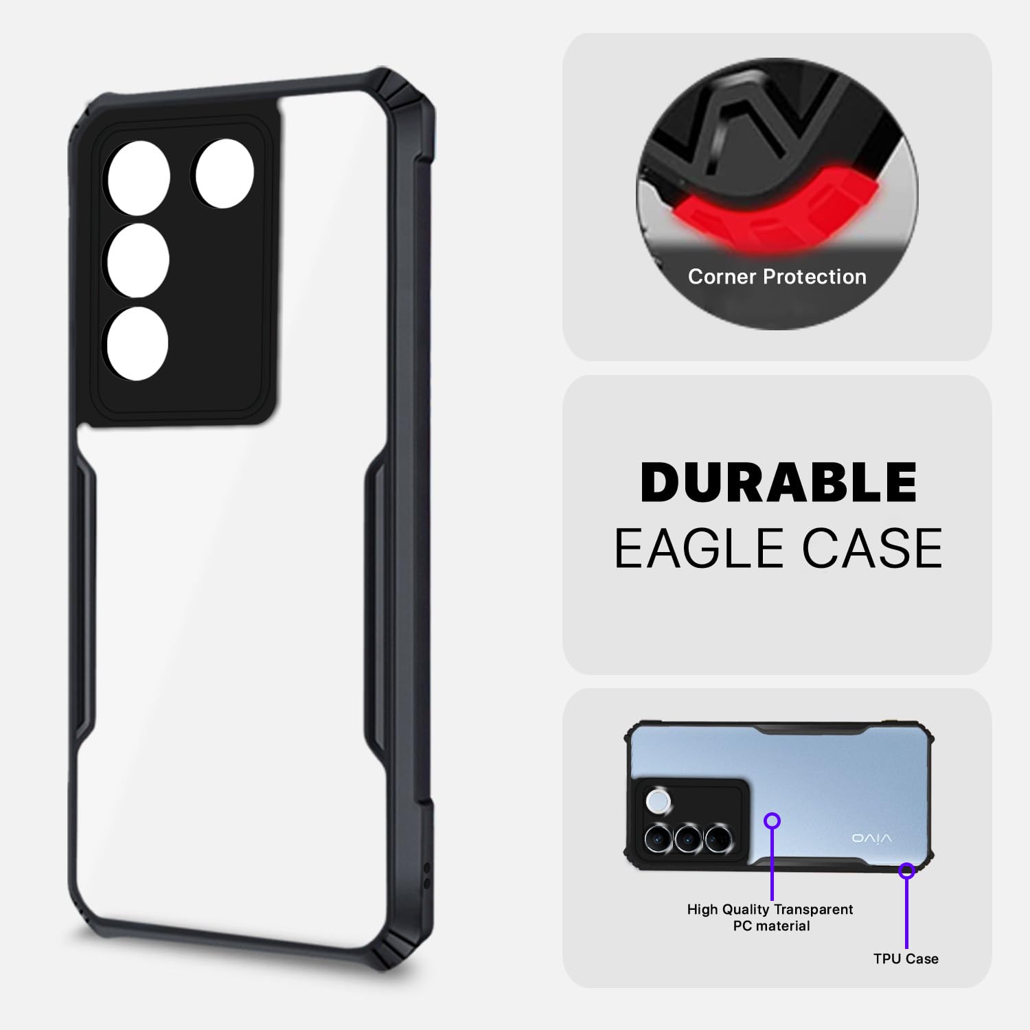 Vivo V27/V27 Pro 5G back cover in black by Pikkme – photo 7