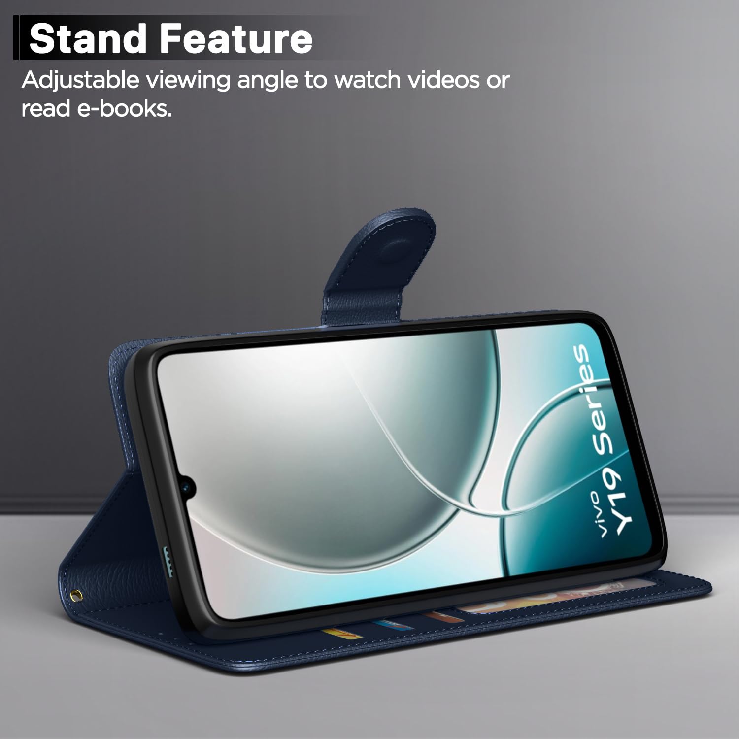 Pikkme Vivo Y19e / Y04 4G / Y29s 5G Vintage Flip Cover (Blue)