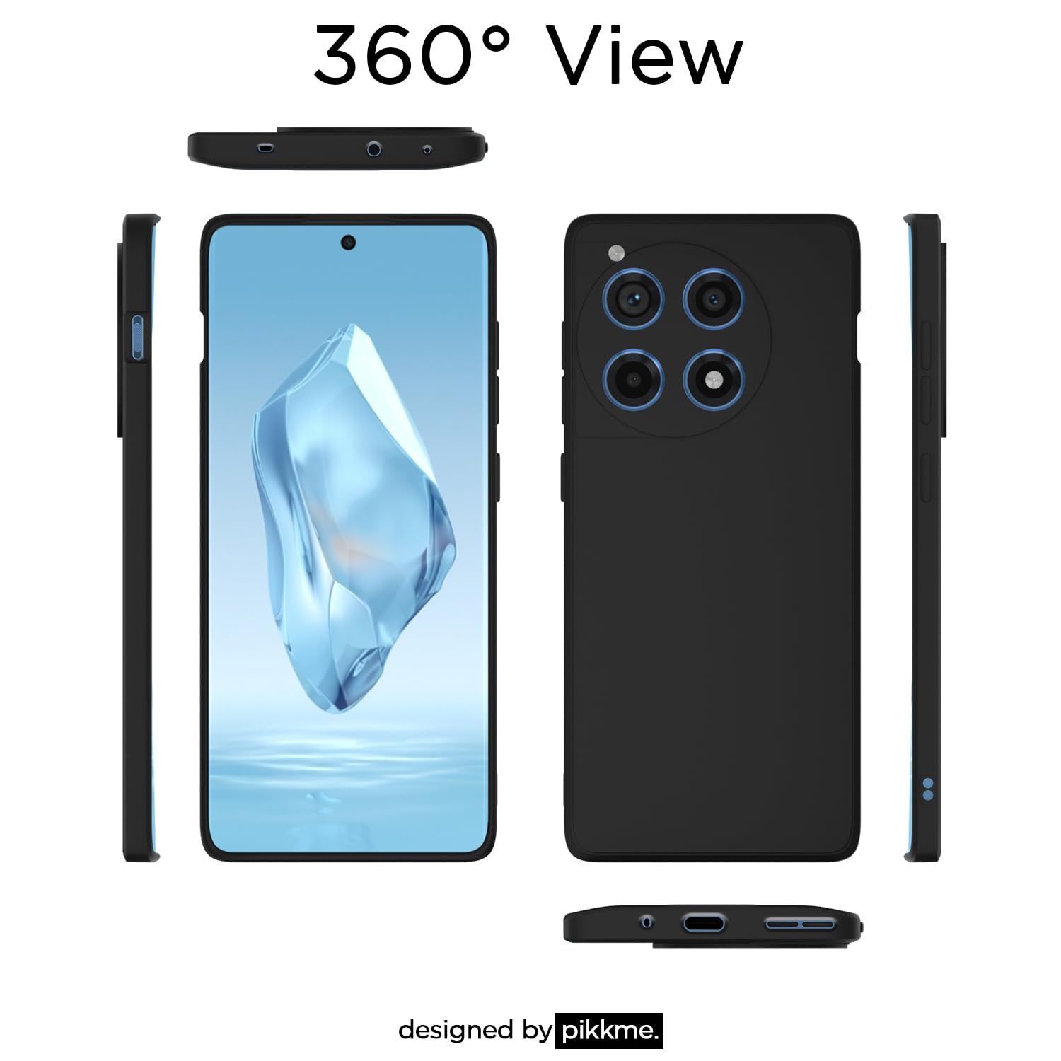 Pikkme OnePlus 12R 5G Liquid Silicone Back Cover | Black