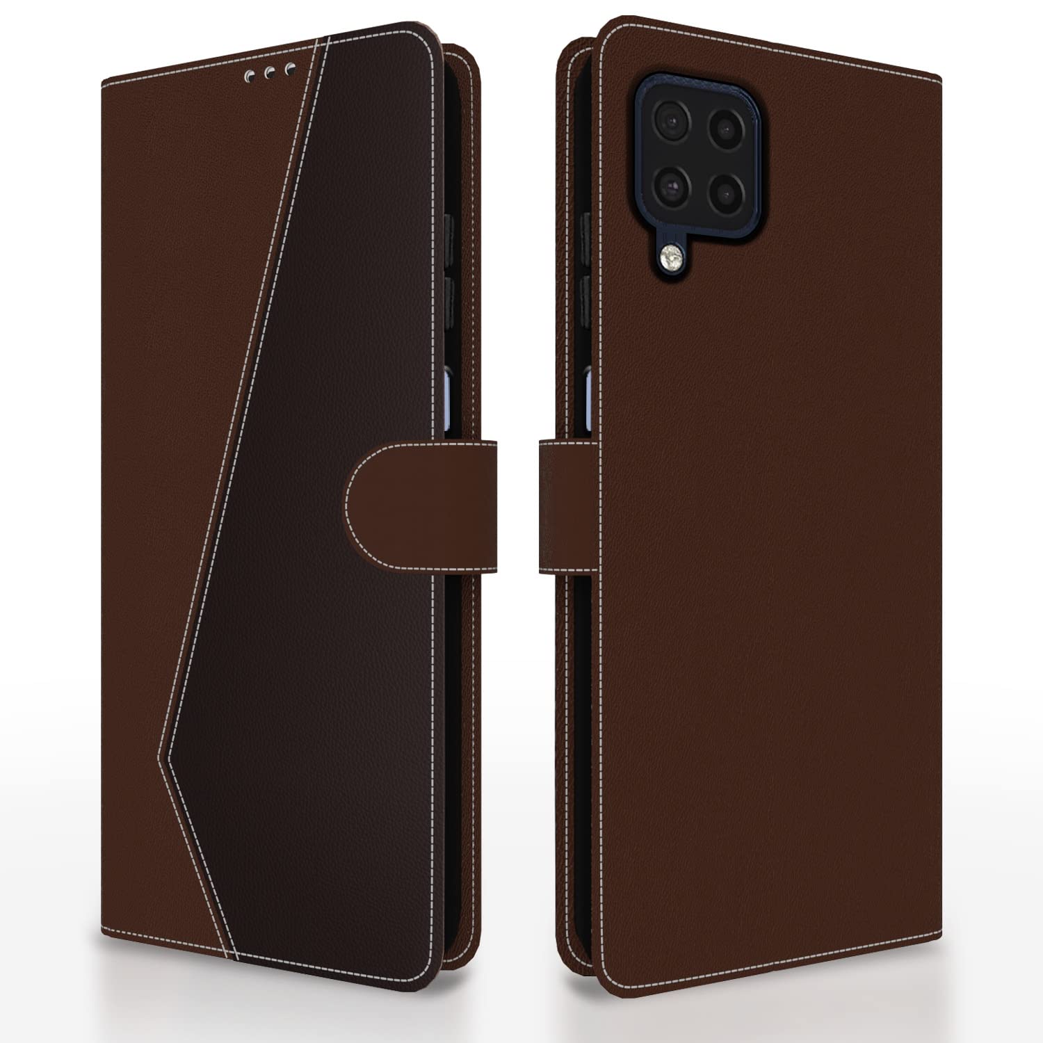 Pikkme Samsung M32 4G/M32 Prime/F22 4G brown & coffee wallet flip cover