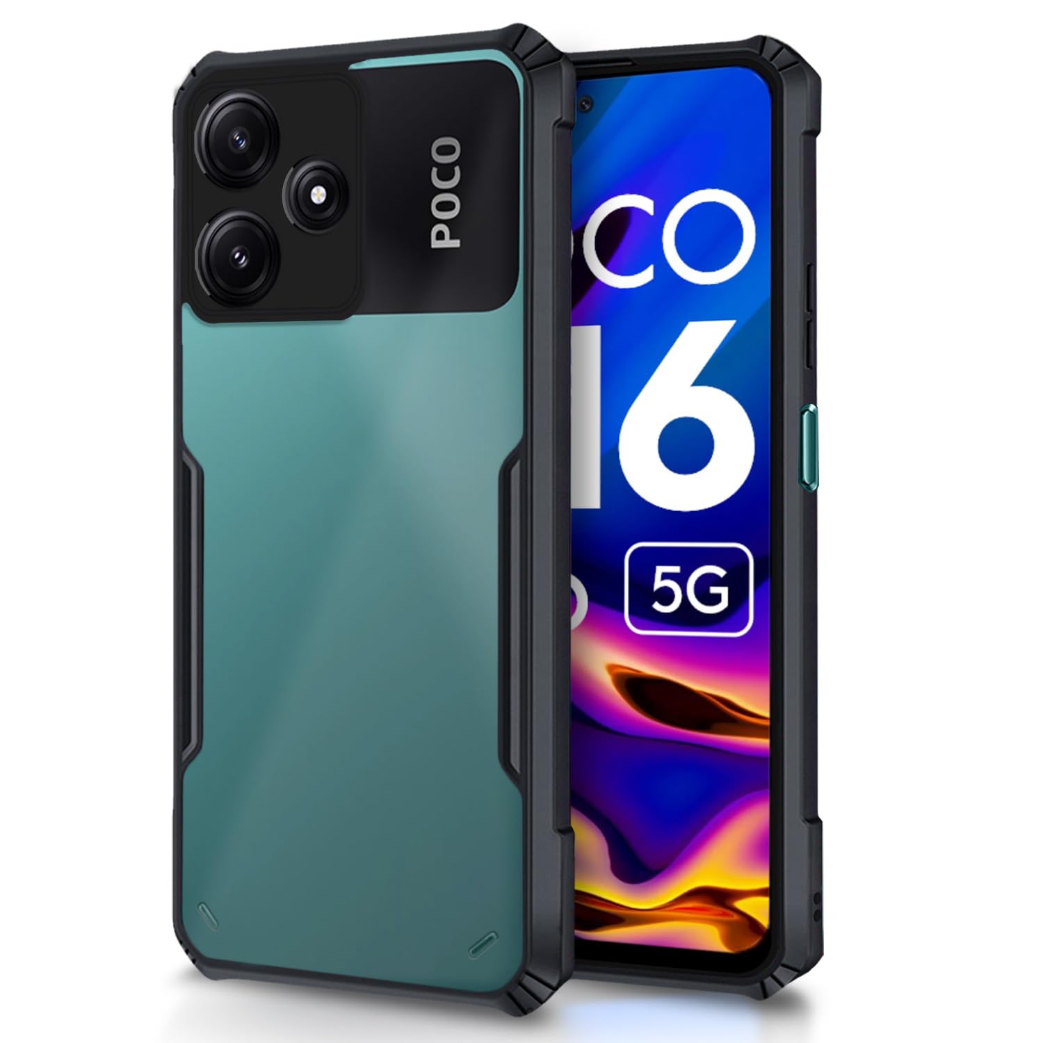 Black Hybrid phone cover for Poco M6 Pro 5G – Pikkme