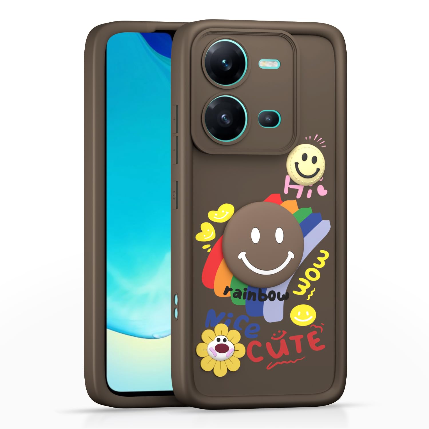 Pikkme brown Soft Silicone phone cover for Vivo V25 5G
