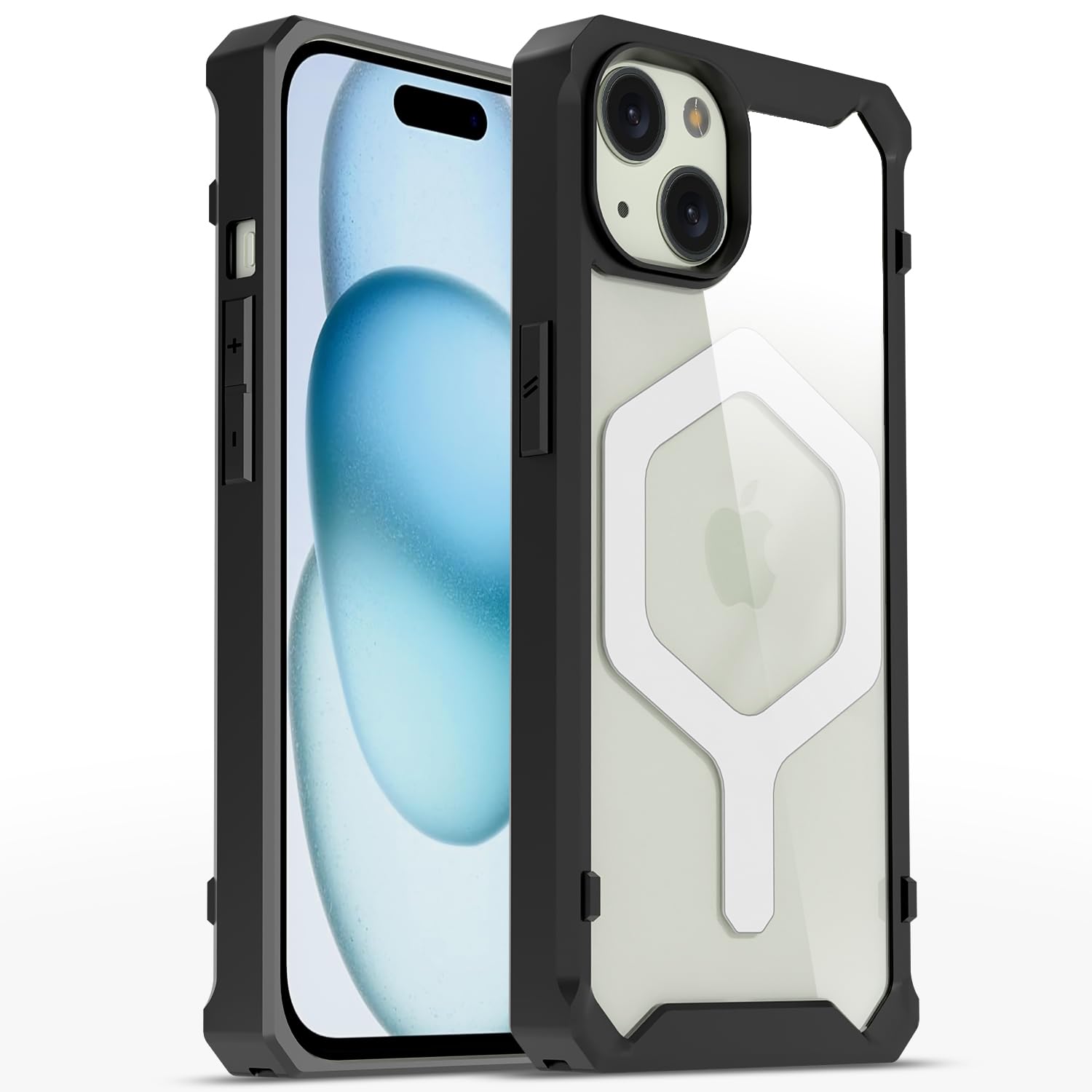 iPhone 15 Hybrid phone cover in black mag-safe by Pikkme