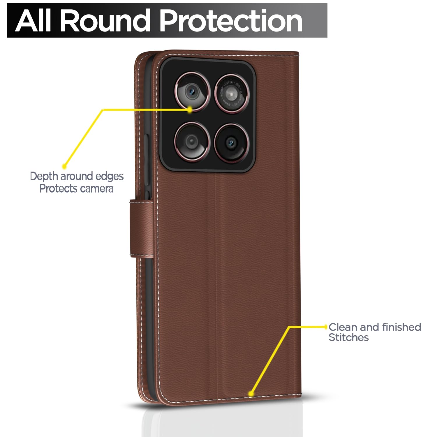 Pikkme Motorola Moto Edge 60 5G / Motorola Moto Edge 60 Fusion 5G Contrast Flip Cover (Tan)