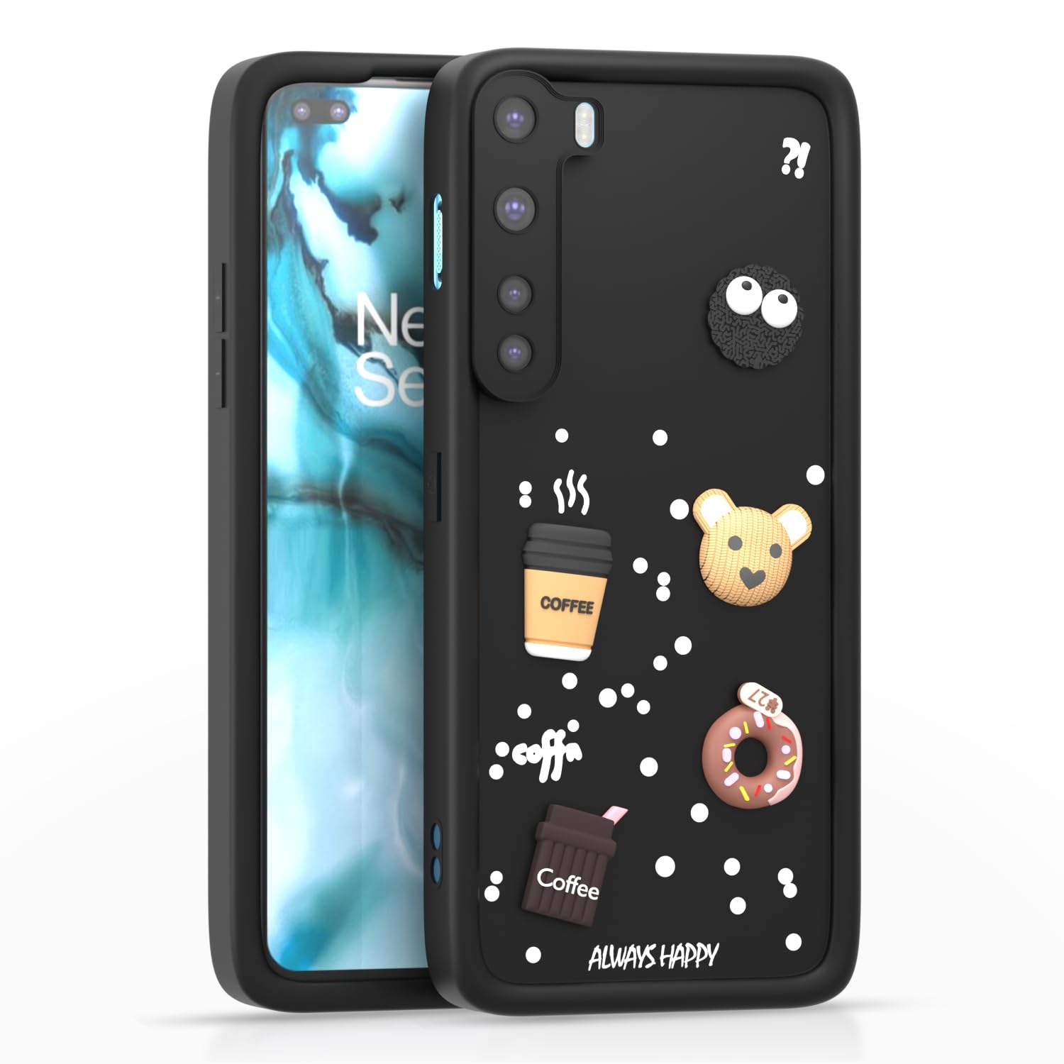 Pikkme Oneplus Nord - 2020 Cute Fun Cartoon 3D Bear Silicon Back Cover - Black