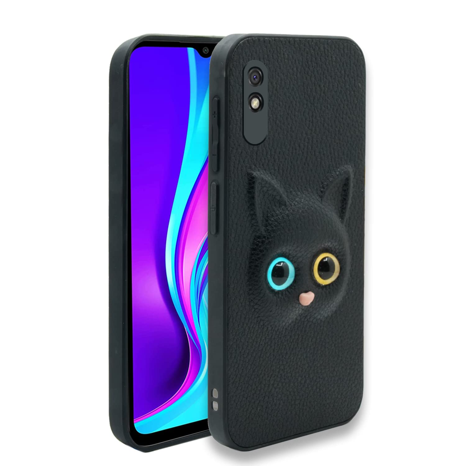 Redmi 9A/9i/9A Sport Cat mobile cover in black by Pikkme