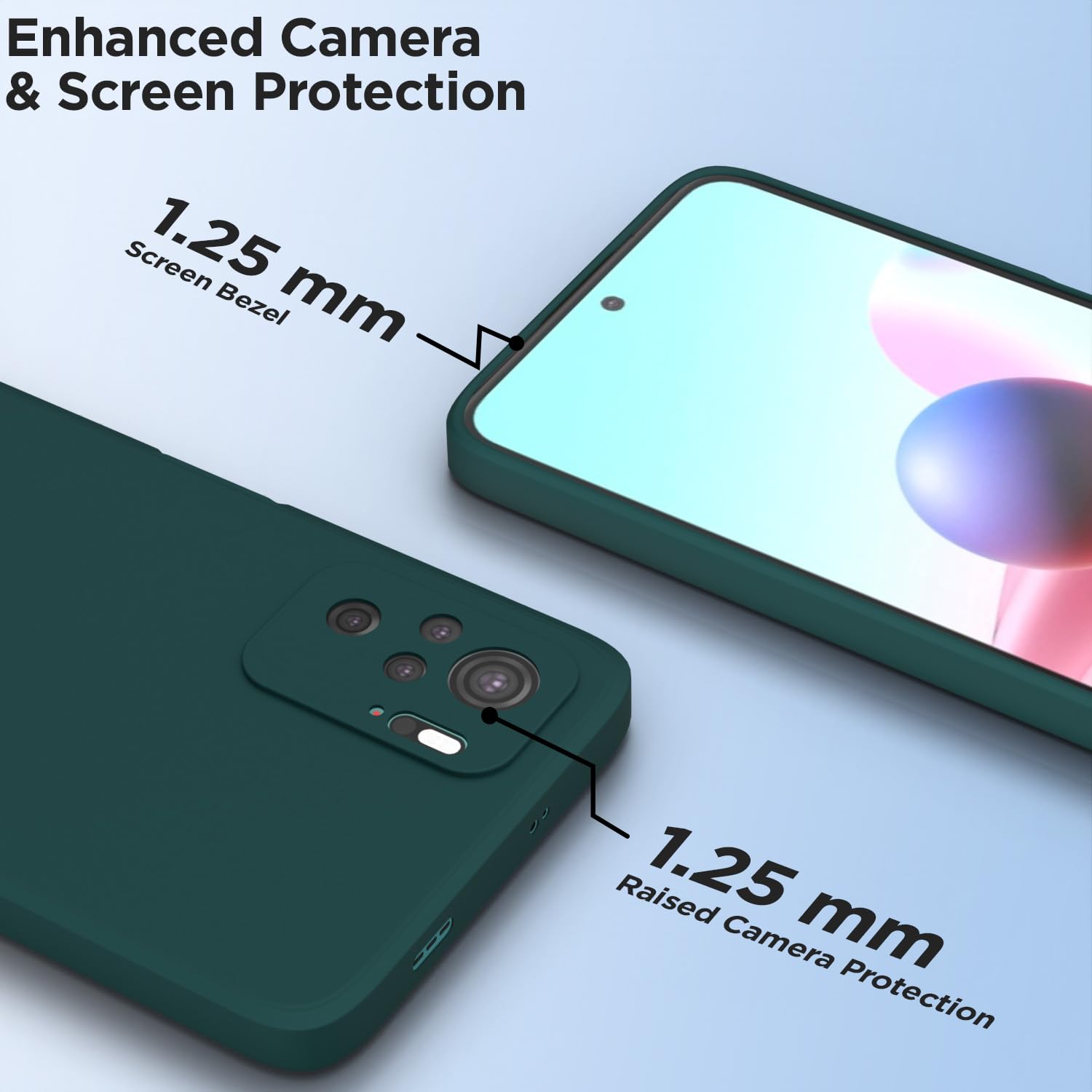 Pikkme Redmi Note 10 / Redmi Note 10S Soft Matte Silicone Shockproof Case (Green)