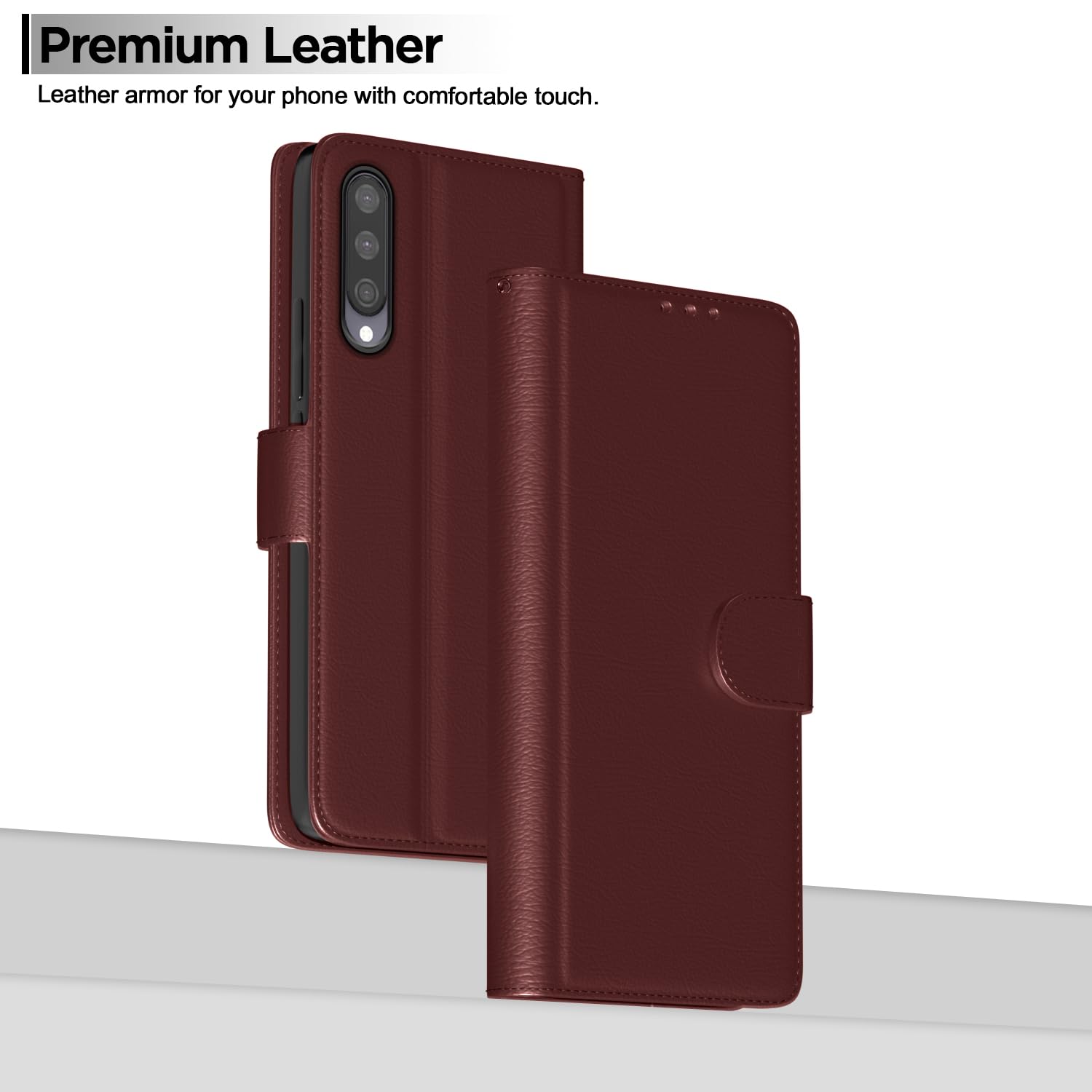 Mi A3 Wallet flip cover in brown by Pikkme – photo 2