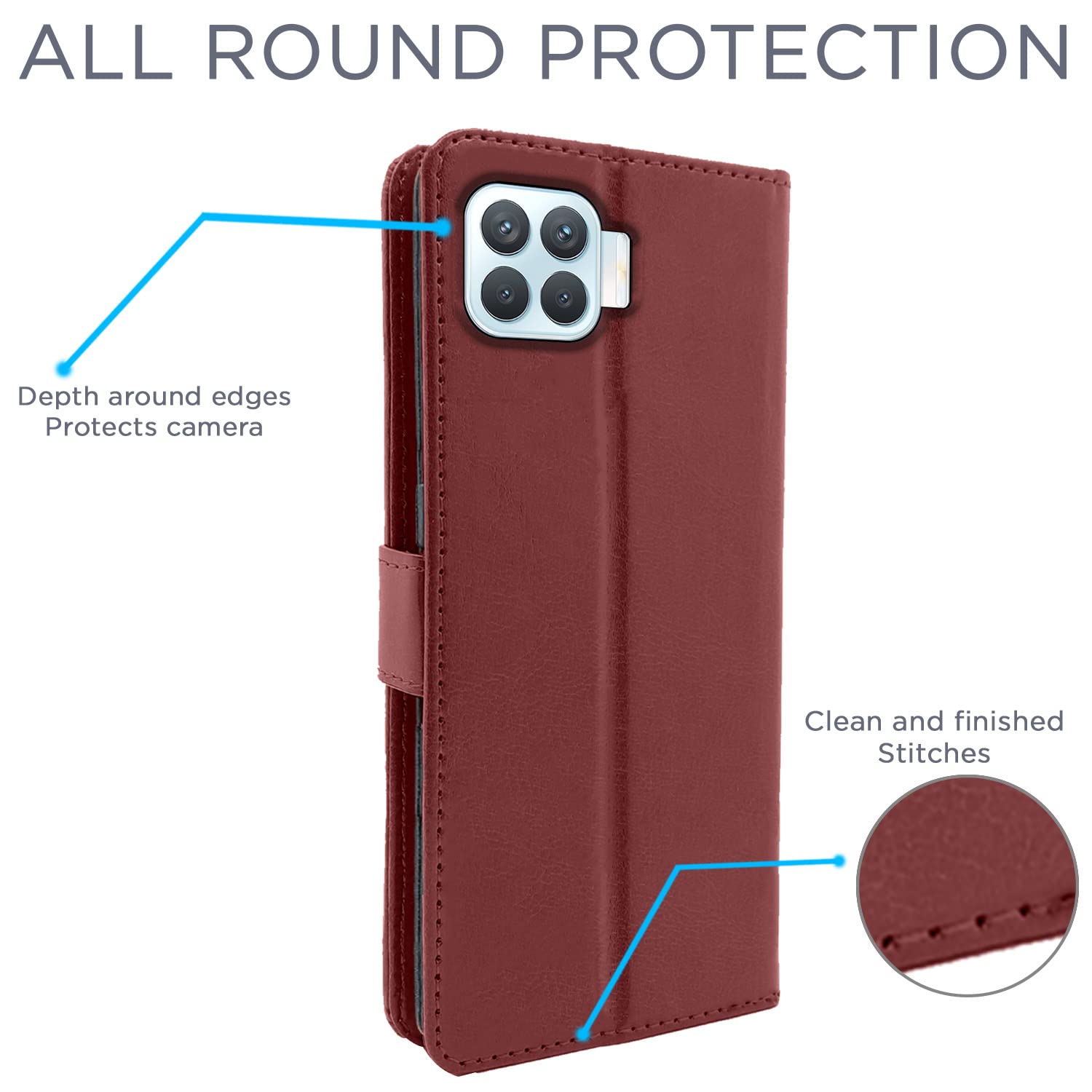 Pikkme Oppo F17 Pro Vintage Flip Cover (Brown)