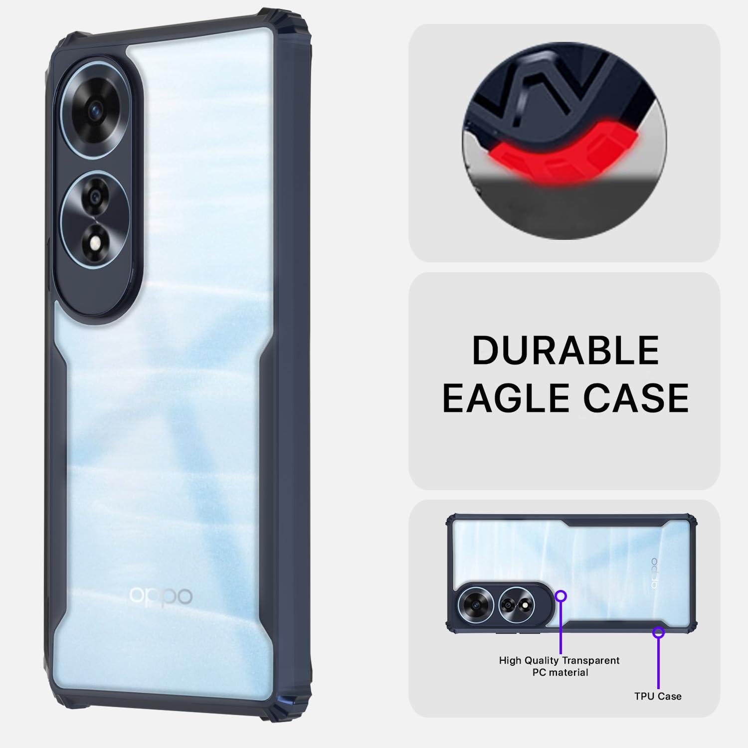 Oppo A60 4G Clear mobile back cover in blue by Pikkme – photo 5