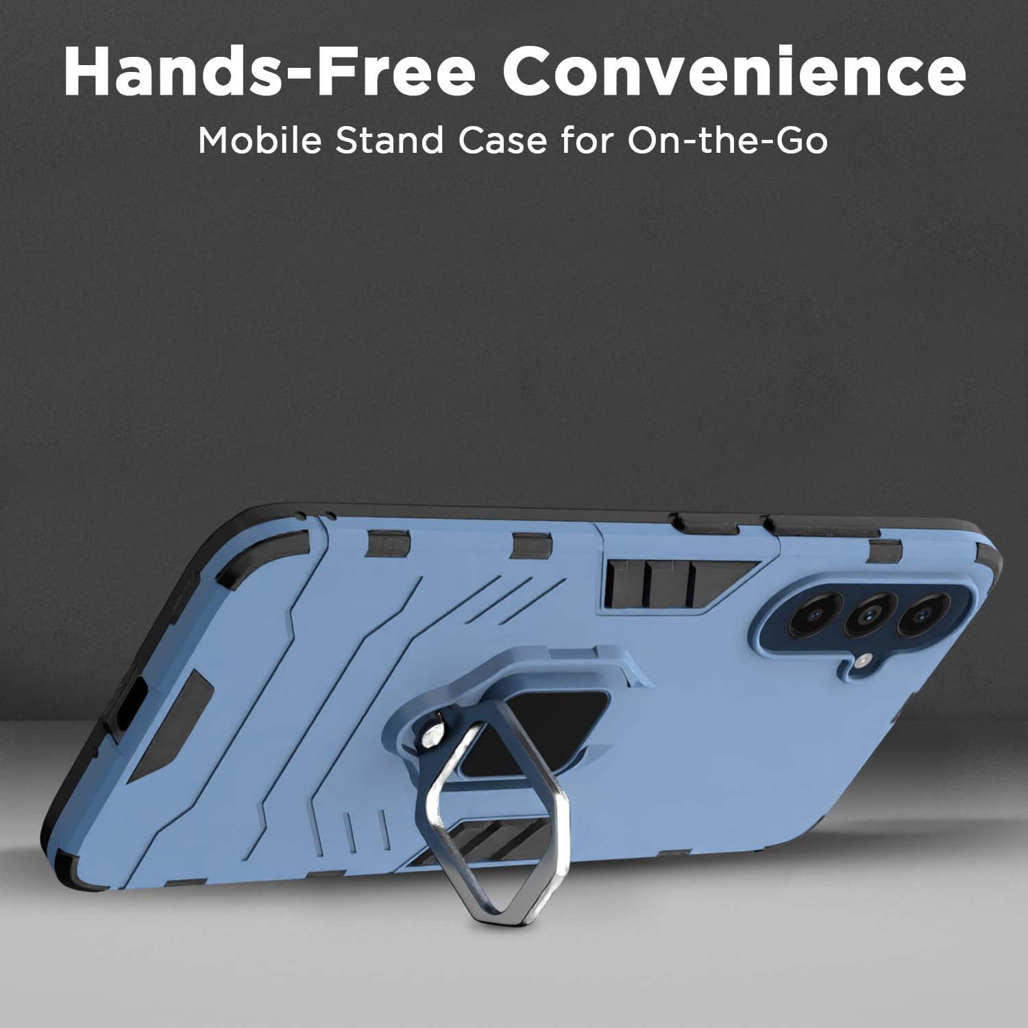 Pikkme Samsung Galaxy M55 5G D5 Tough Armor Back Cover (Blue)