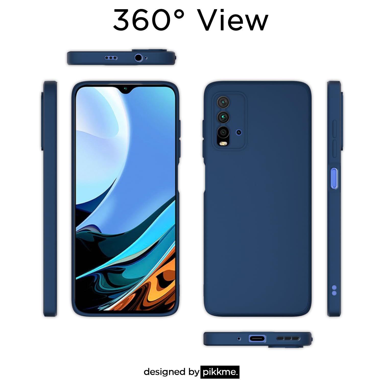 Pikkme Mi Redmi 9 Power Liquid Silicone Back Cover | Blue