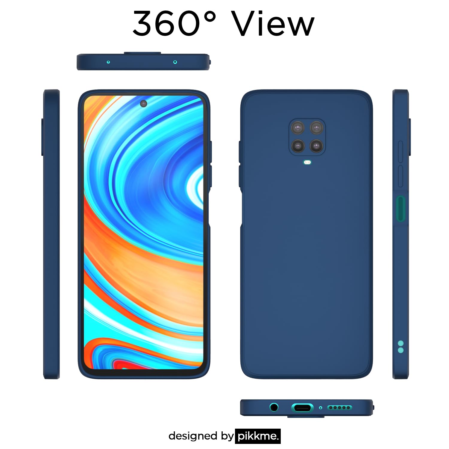 Pikkme Redmi Note 10 Lite / Redmi Note 9 Pro / Note 9 Pro Max Soft Matte Silicone Shockproof Case (Blue)