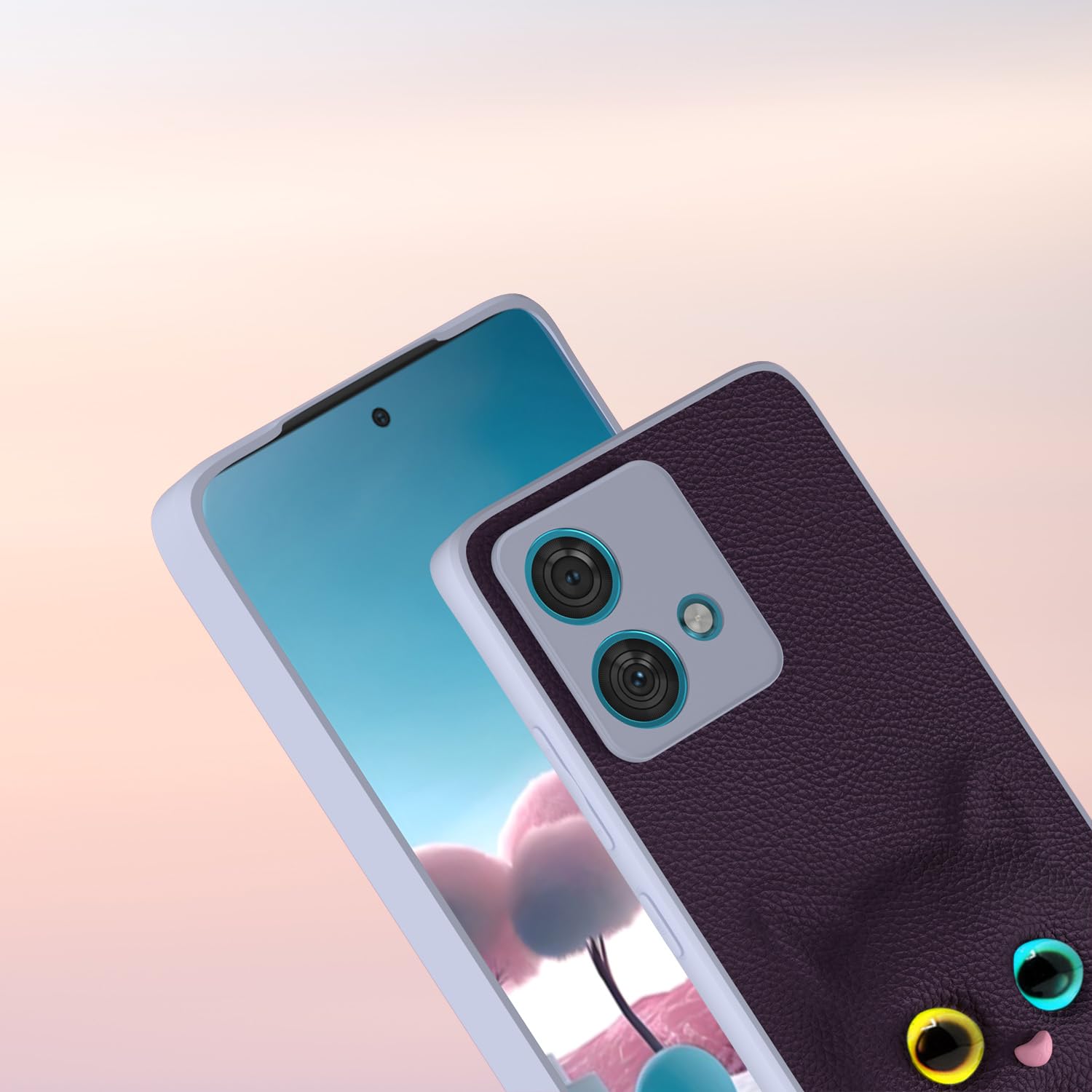 Pikkme Moto Edge 40 Neo 5G Kitty Back Cover (Purple)