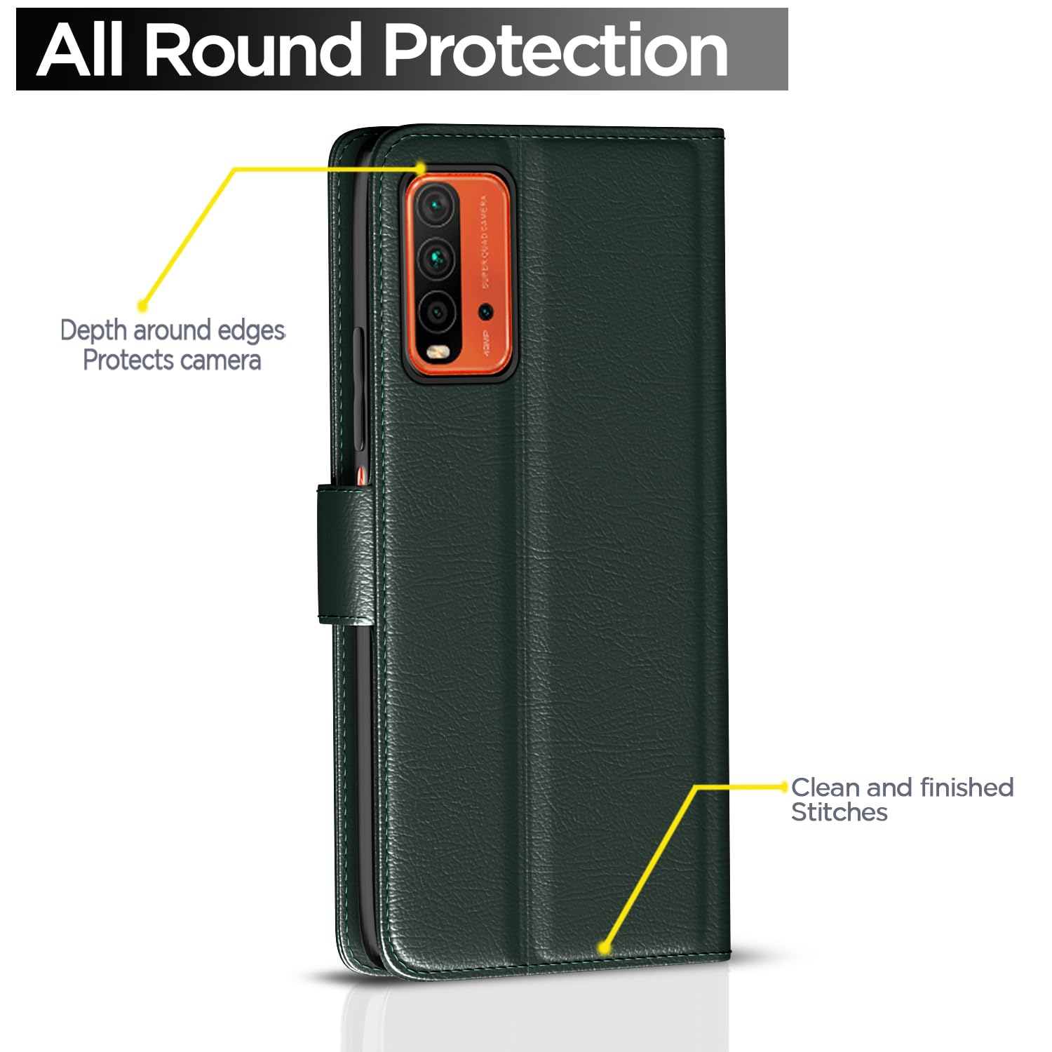 Green wallet flip cover for Redmi 9 Power/Poco M3 – Pikkme – photo 4
