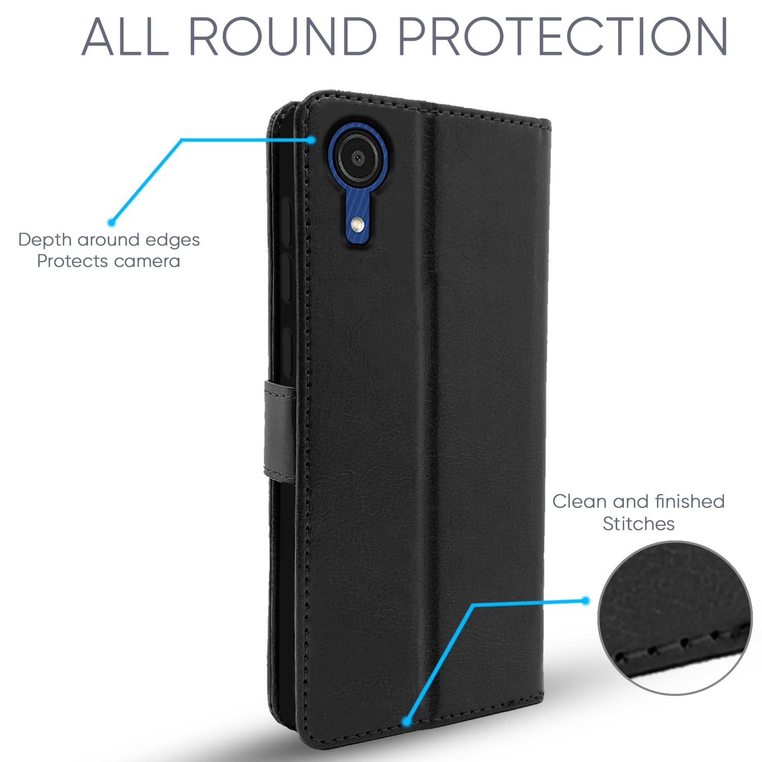 Pikkme Samsung Galaxy A03 Core Vintage Flip Cover (Black)