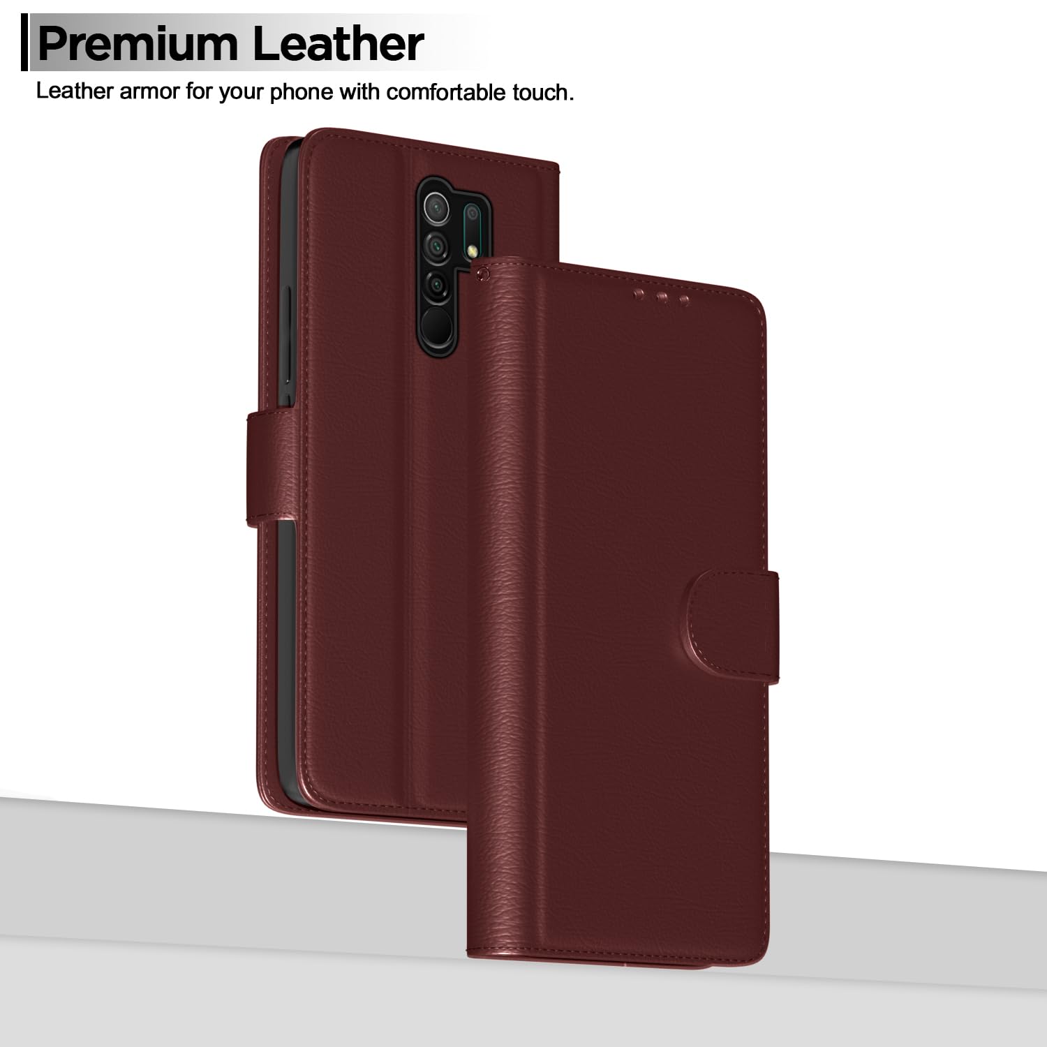 Pikkme Redmi 9 Prime Vintage Flip Cover (Brown)