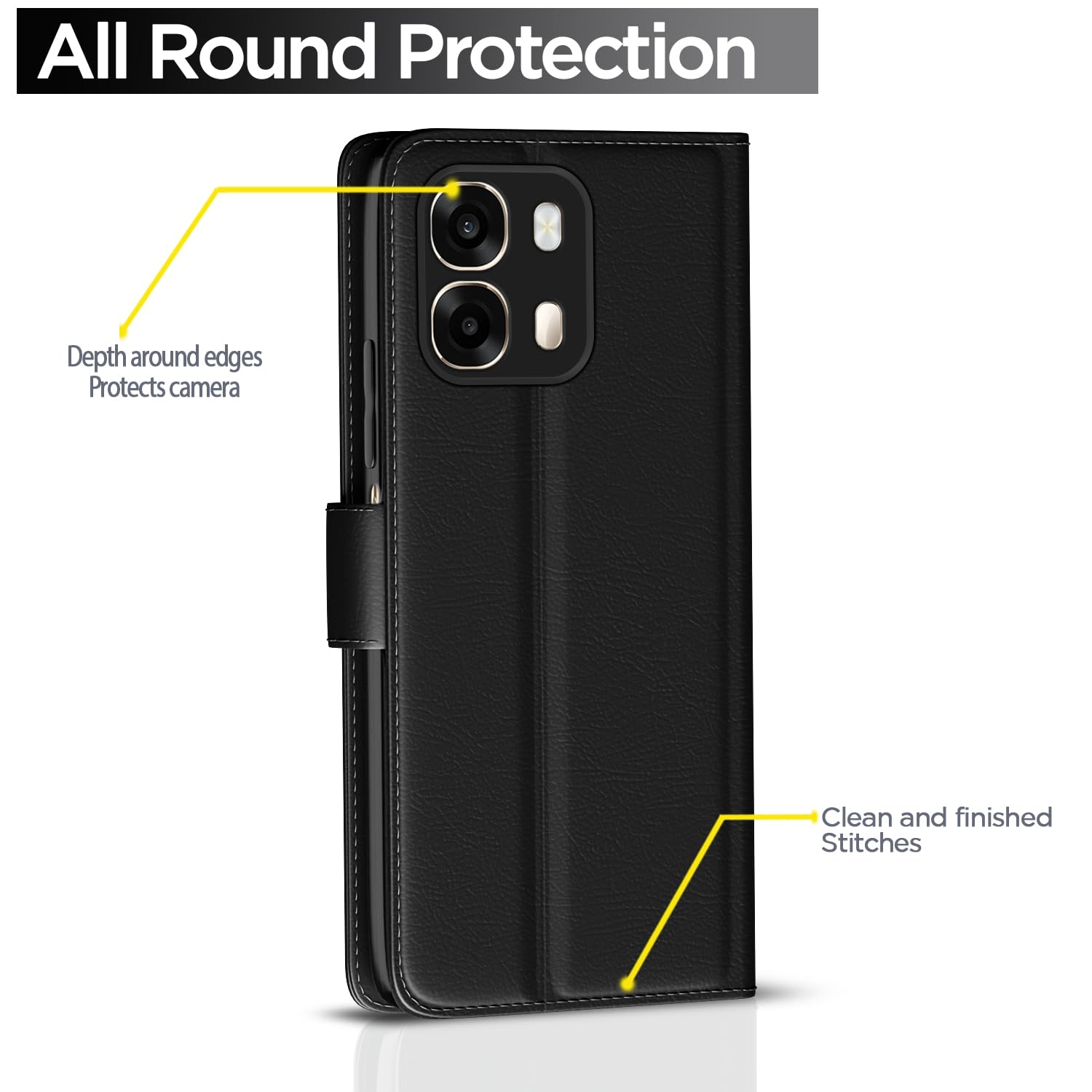 Black Wallet flip cover for Oppo A6 Pro 5G – Pikkme – photo 4