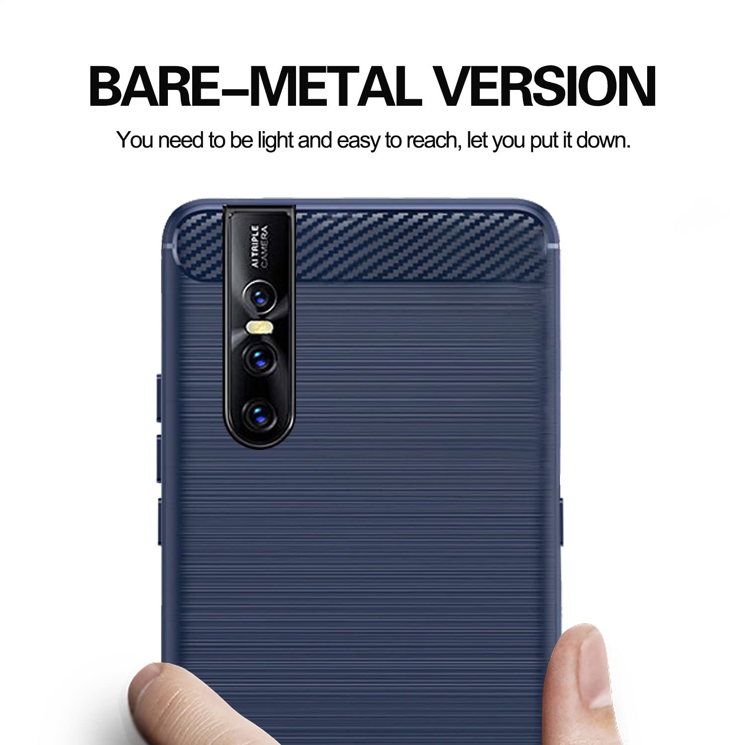 Pikkme Vivo V15 Pro Hybrid Carbon Fiber Back Cover | Blue