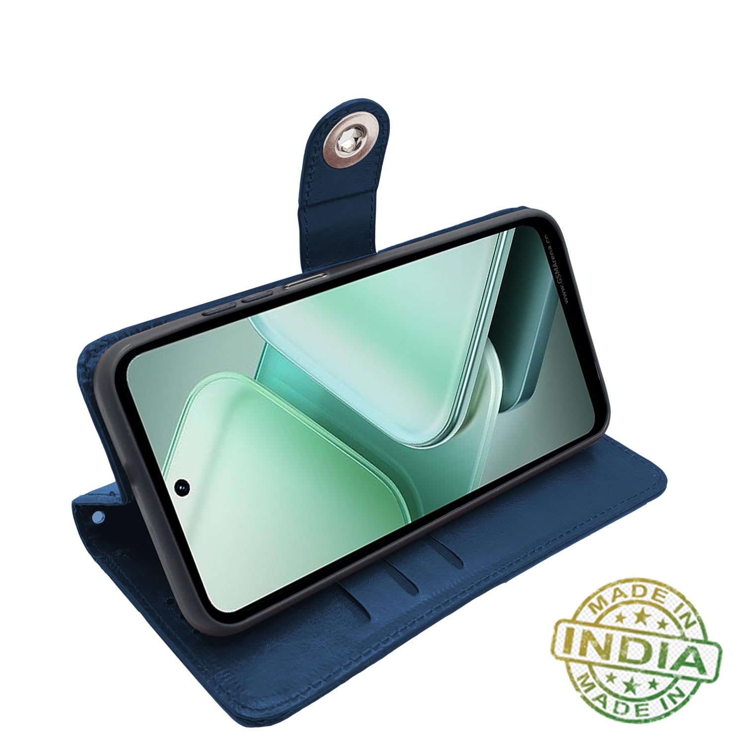 iQOO Z9X 5G Button wallet flip cover in blue by Pikkme – photo 5