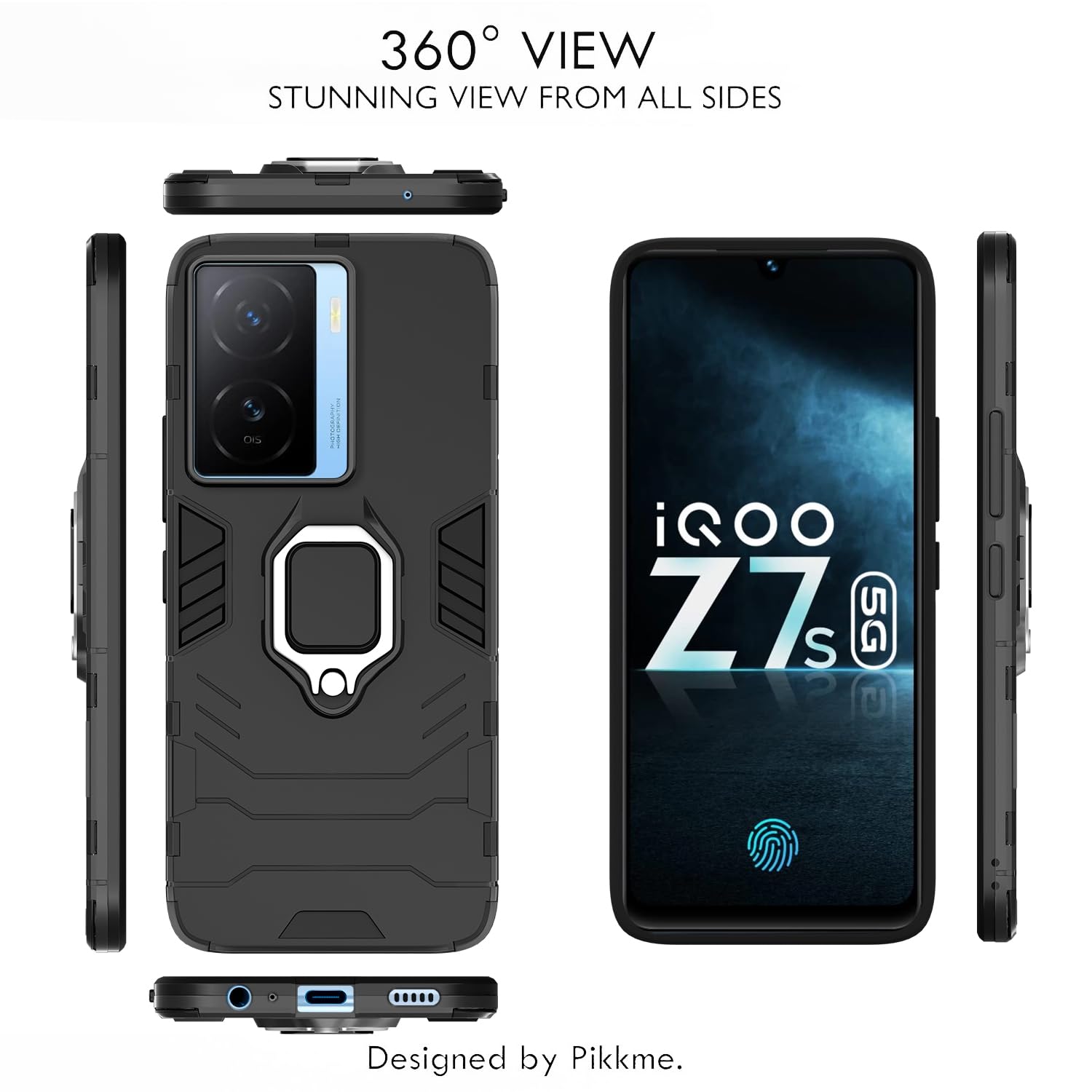 Pikkme iQOO Z7 5G / iQOO Z7s 5G D5 Tough Armor Back Cover | Black