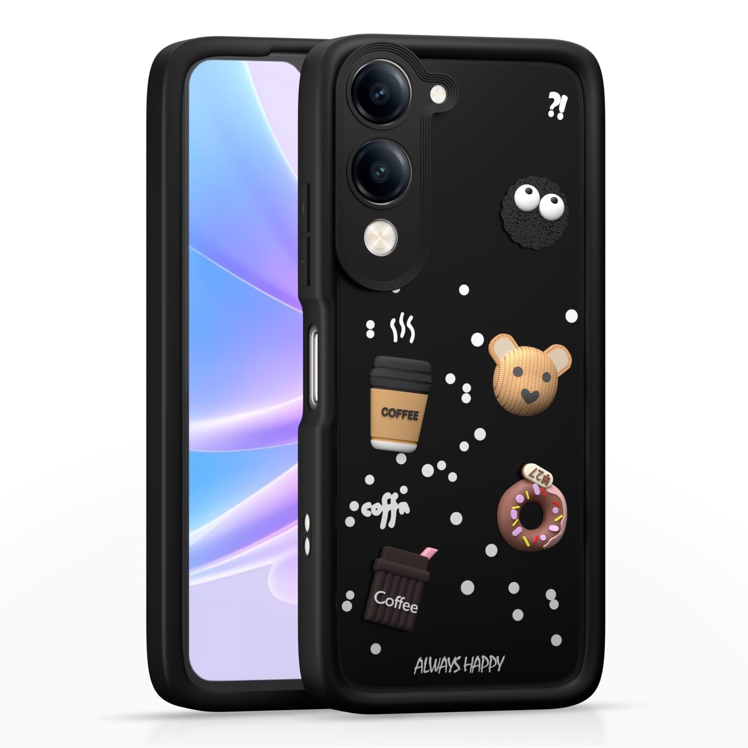 iQOO Z10 Lite 5G/Vivo T4 Lite 5G/Y19 5G/Y19e/Y04 4G/Y29s 5G/3D back cover in black by Pikkme