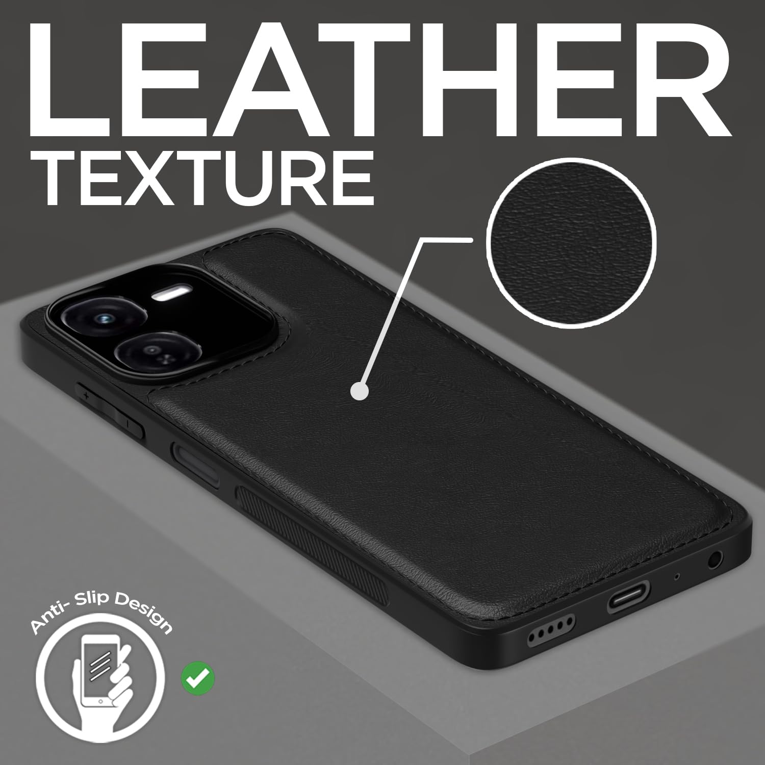 Pikkme iQOO Z9X 5G Leather Back Case | Black