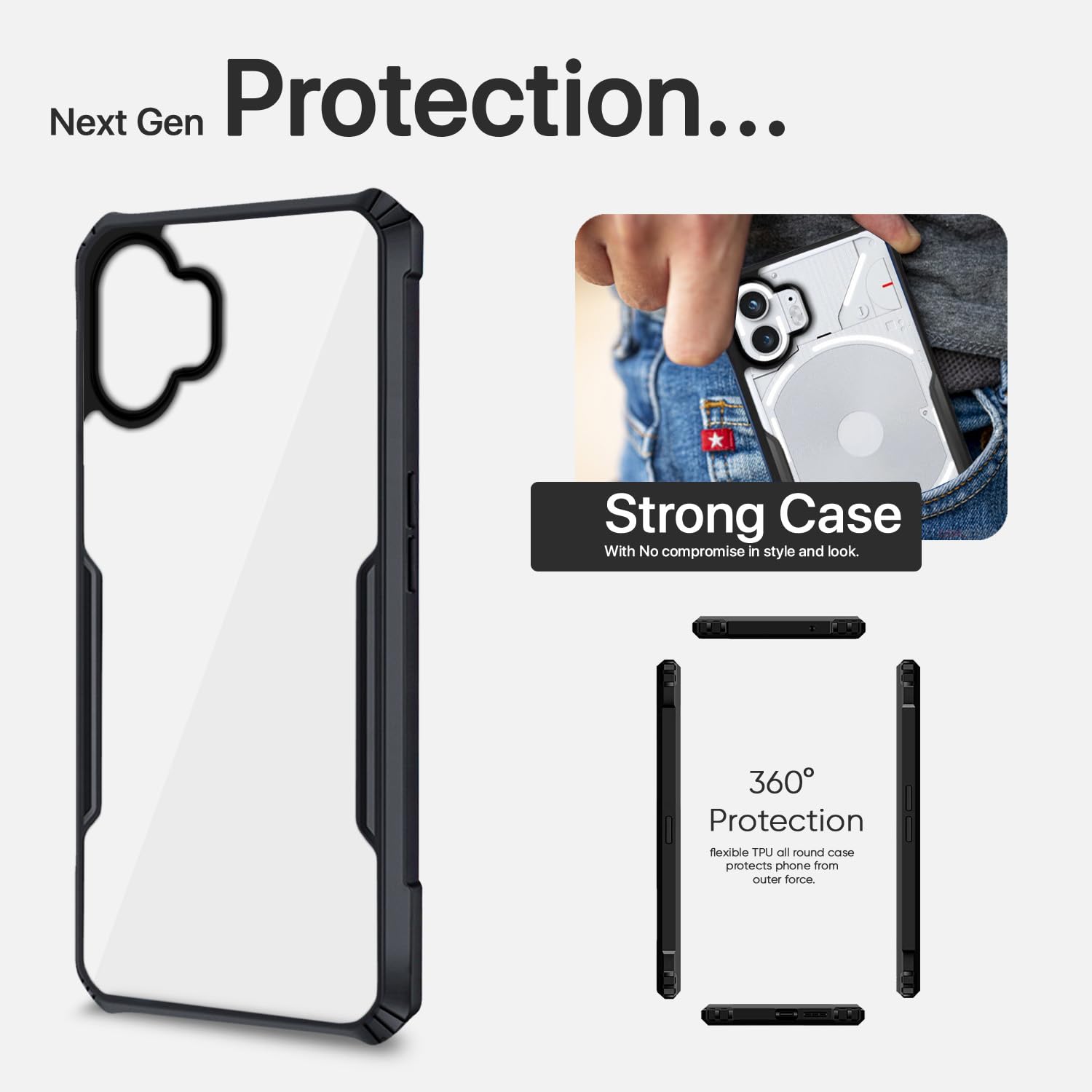 Nothing Phone 2 Hybrid mobile cover in black by Pikkme – photo 7