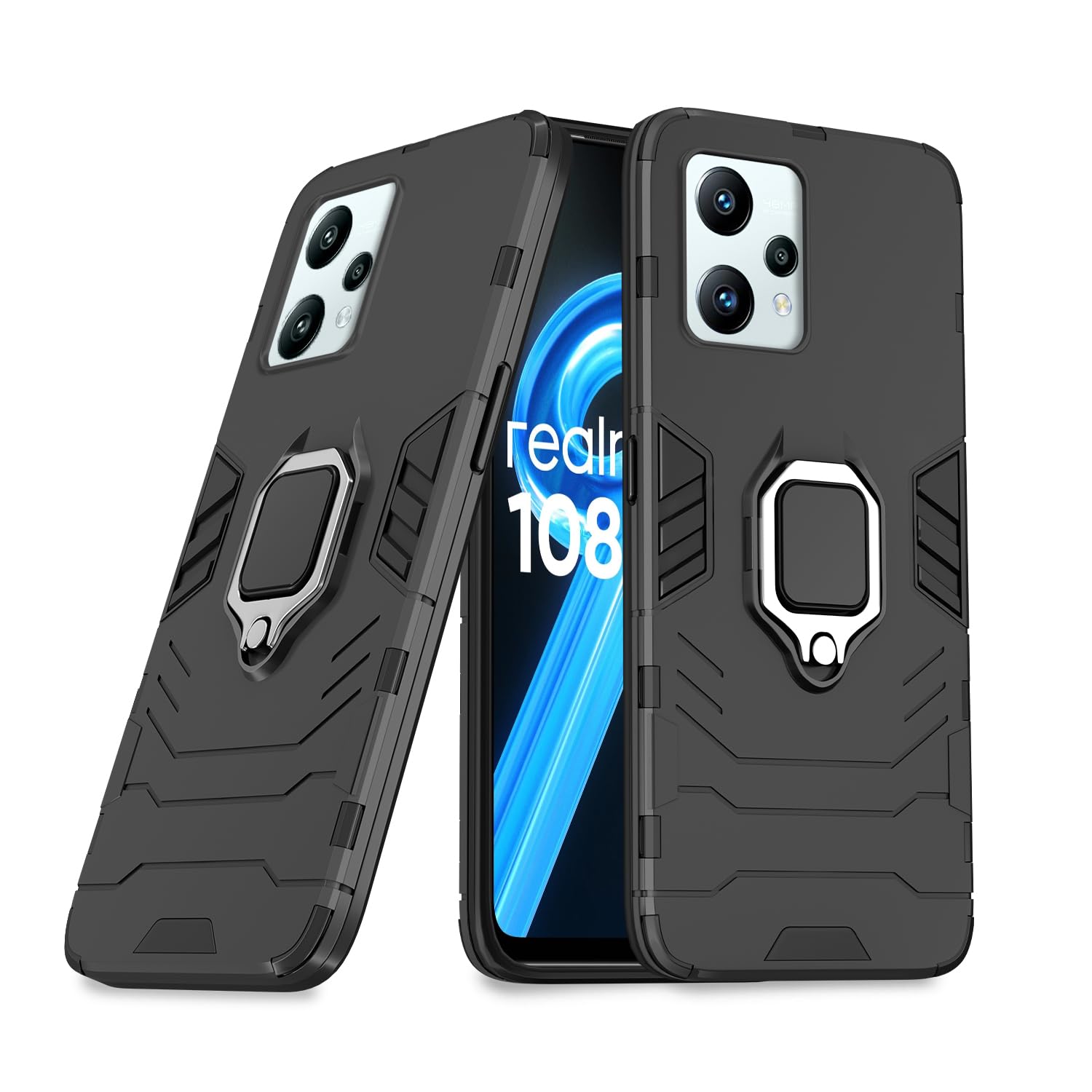 Realme 9 4G / Realme 9 Pro Plus 5G D5 Tough Armor Back Cover - Black