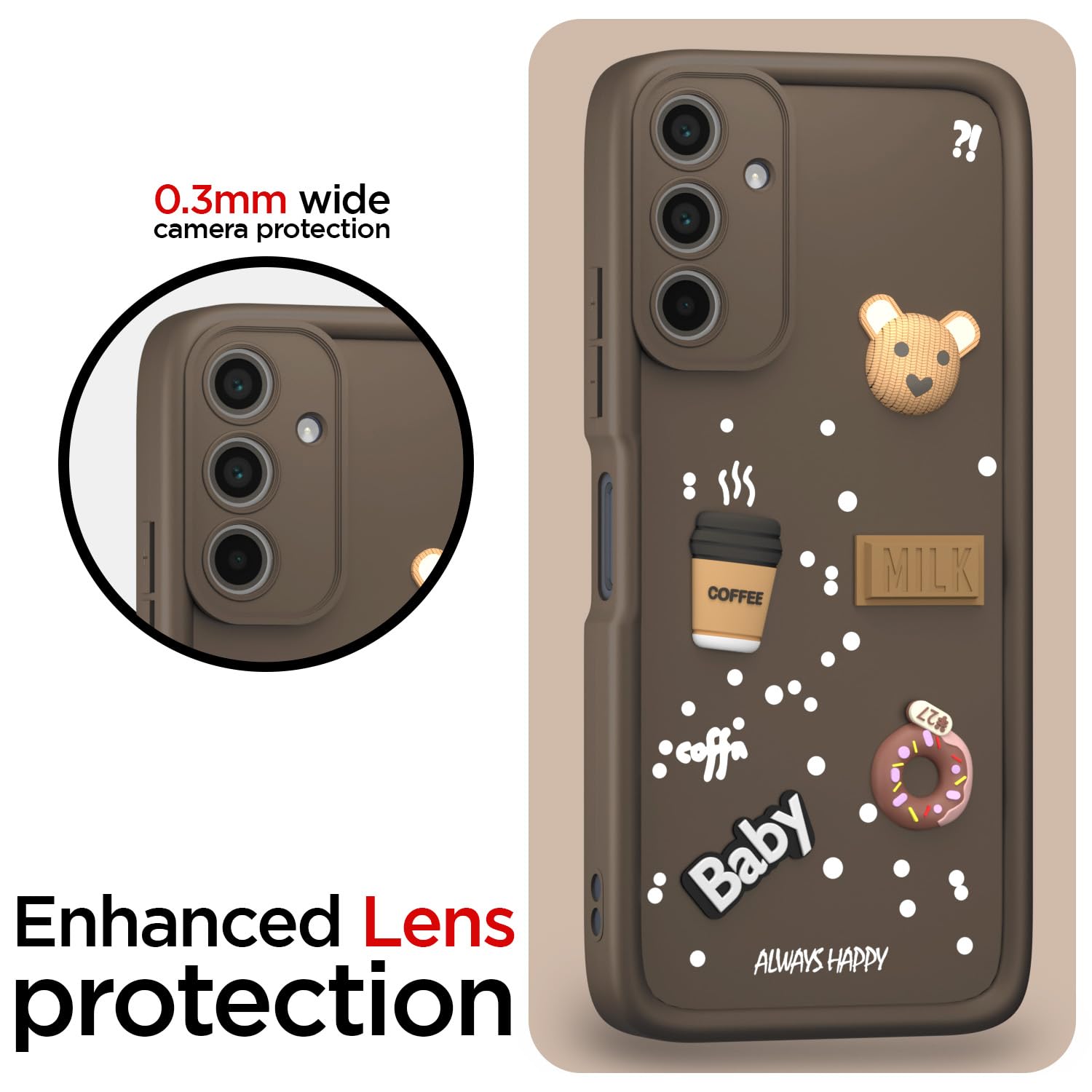 Pikkme Samsung Galaxy M35 5G Cute Fun Cartoon 3D Bear Silicone Full Body Protection cartoon Back Cover (Brown)