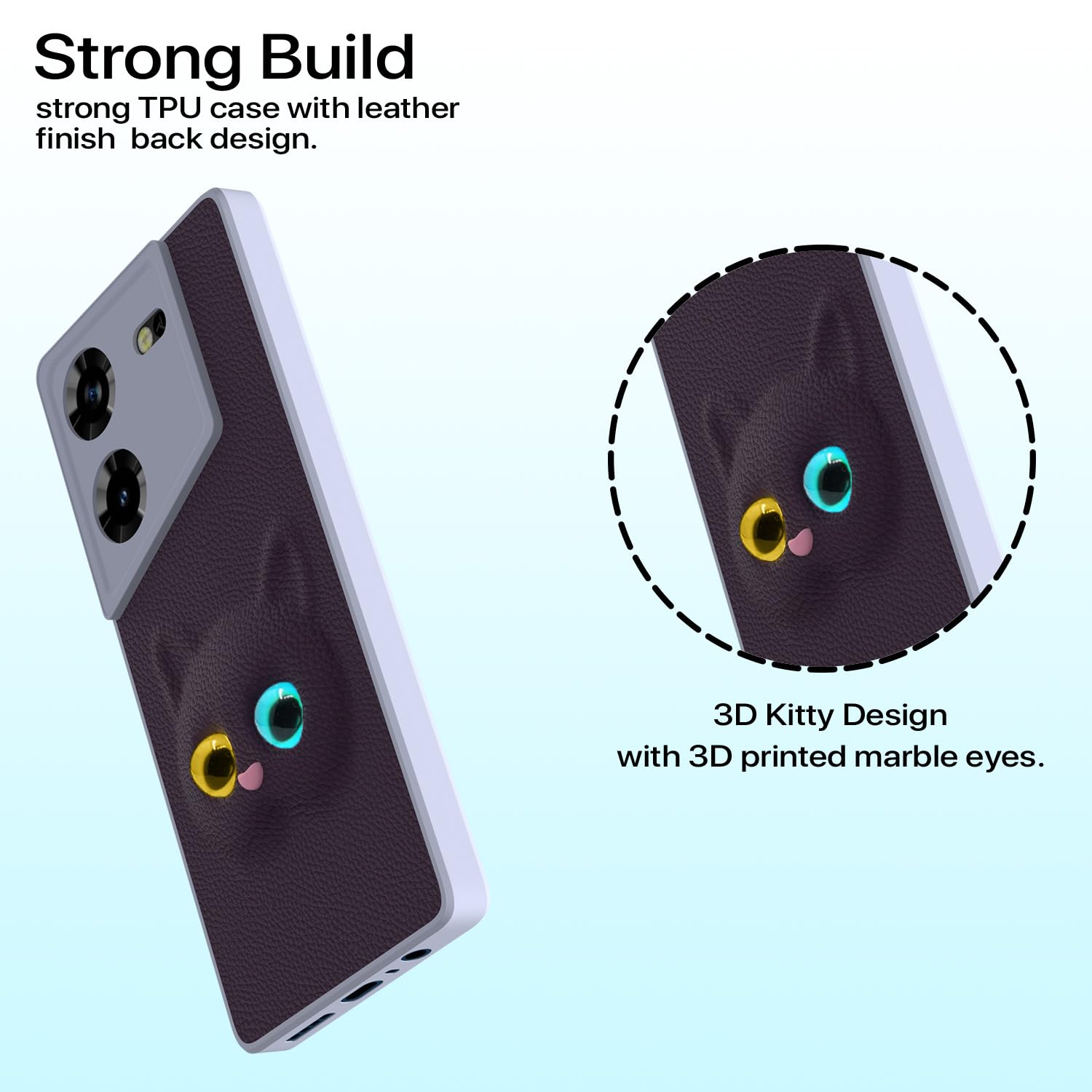 Pikkme Techno Pova 5 Kitty Back Cover (Purple)