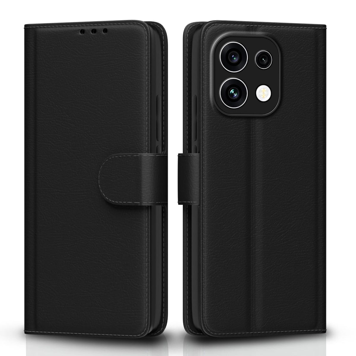 Black wallet flip cover for Oppo Reno 16c 5G – Pikkme