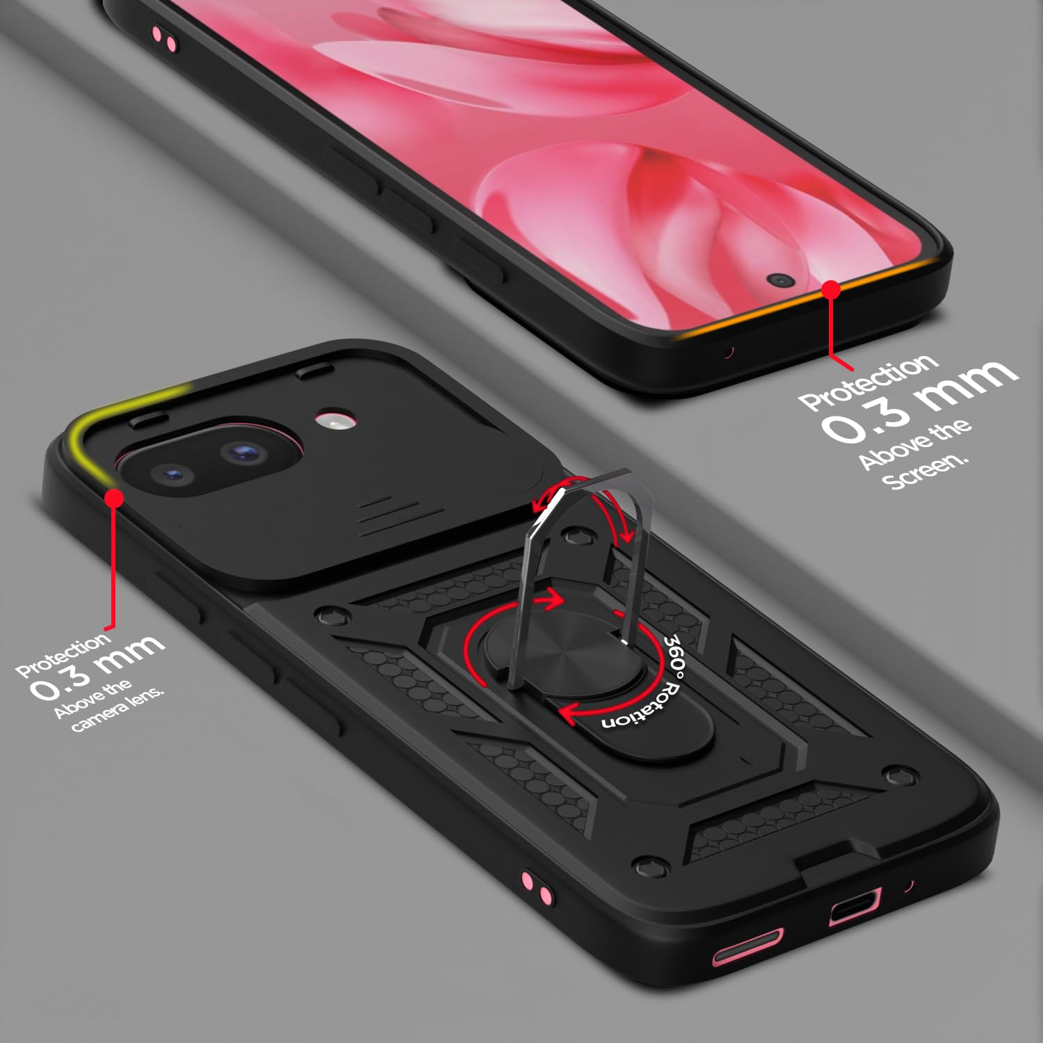 Pikkme Google Pixel 9A D10 Tough Armor Back Cover (Black)