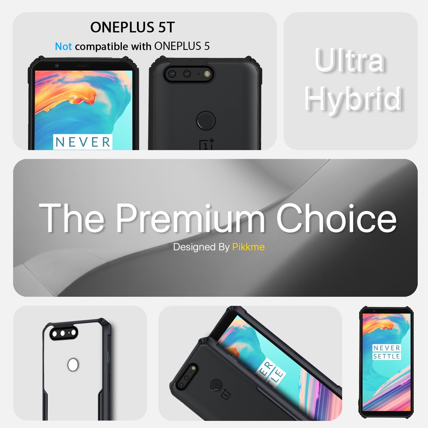 Pikkme OnePlus 5T Eagle Back Cover (Black)