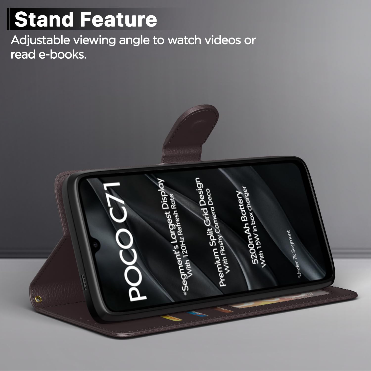 Pikkme Poco C71 / Redmi A5 Vintage Flip Cover (Coffee)