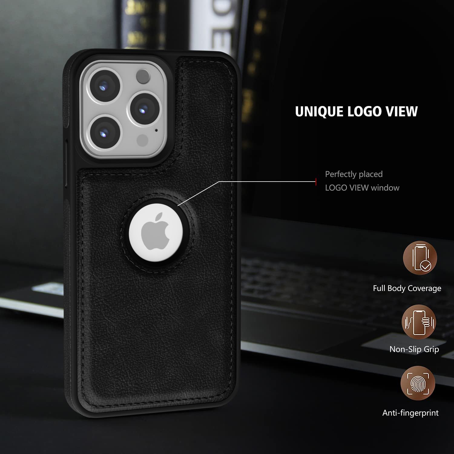 Pikkme iPhone 14 pro max Flexible Pu Leather Back Case (Black)