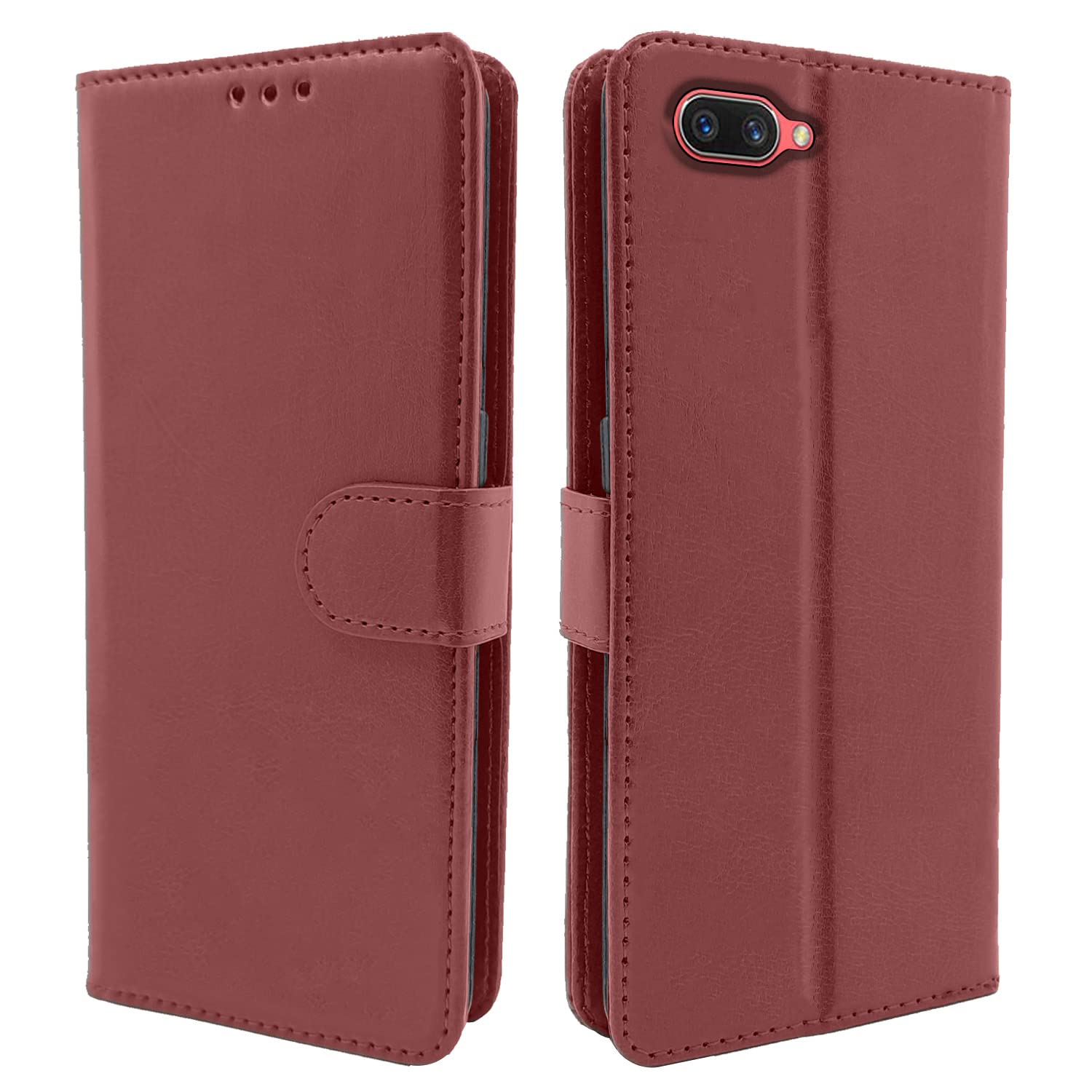 Oppo A3S/Realme C1 Wallet wallet flip cover in brown by Pikkme