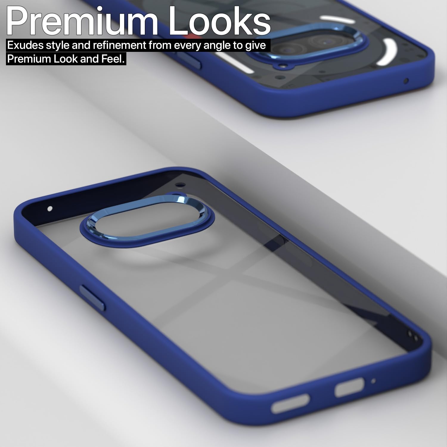 Pikkme Nothing Phone 2A / Nothing Phone 2A Plus Chrome Metal Ring Back Cover (Dark Blue)