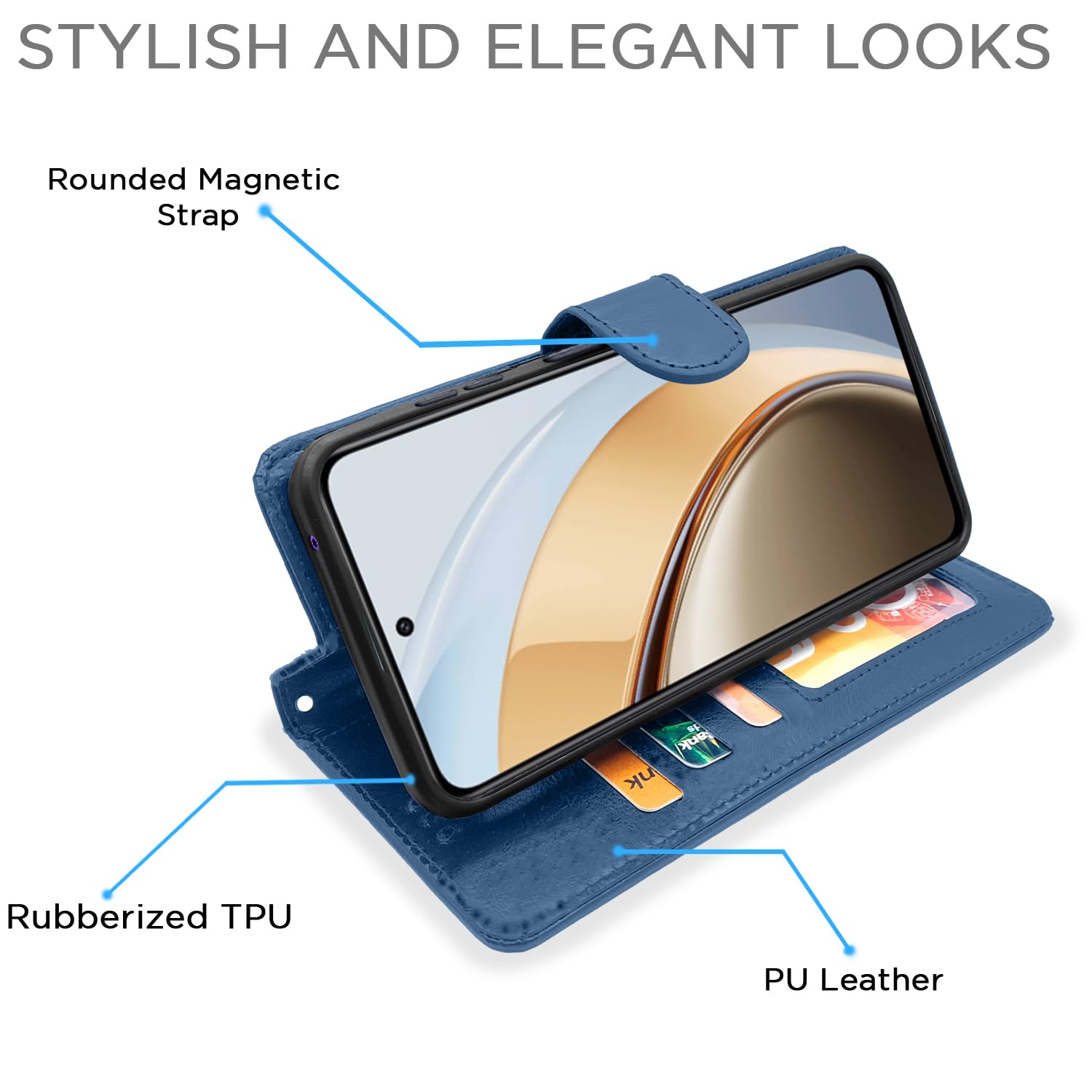 Pikkme Vivo Y300 5G Vintage Flip Cover | Blue