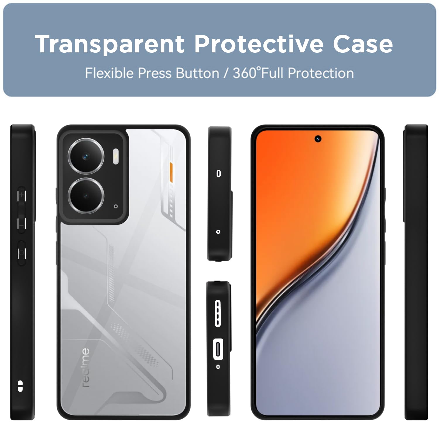 Pikkme Realme P3 Eagle 2 Back Cover (Black)